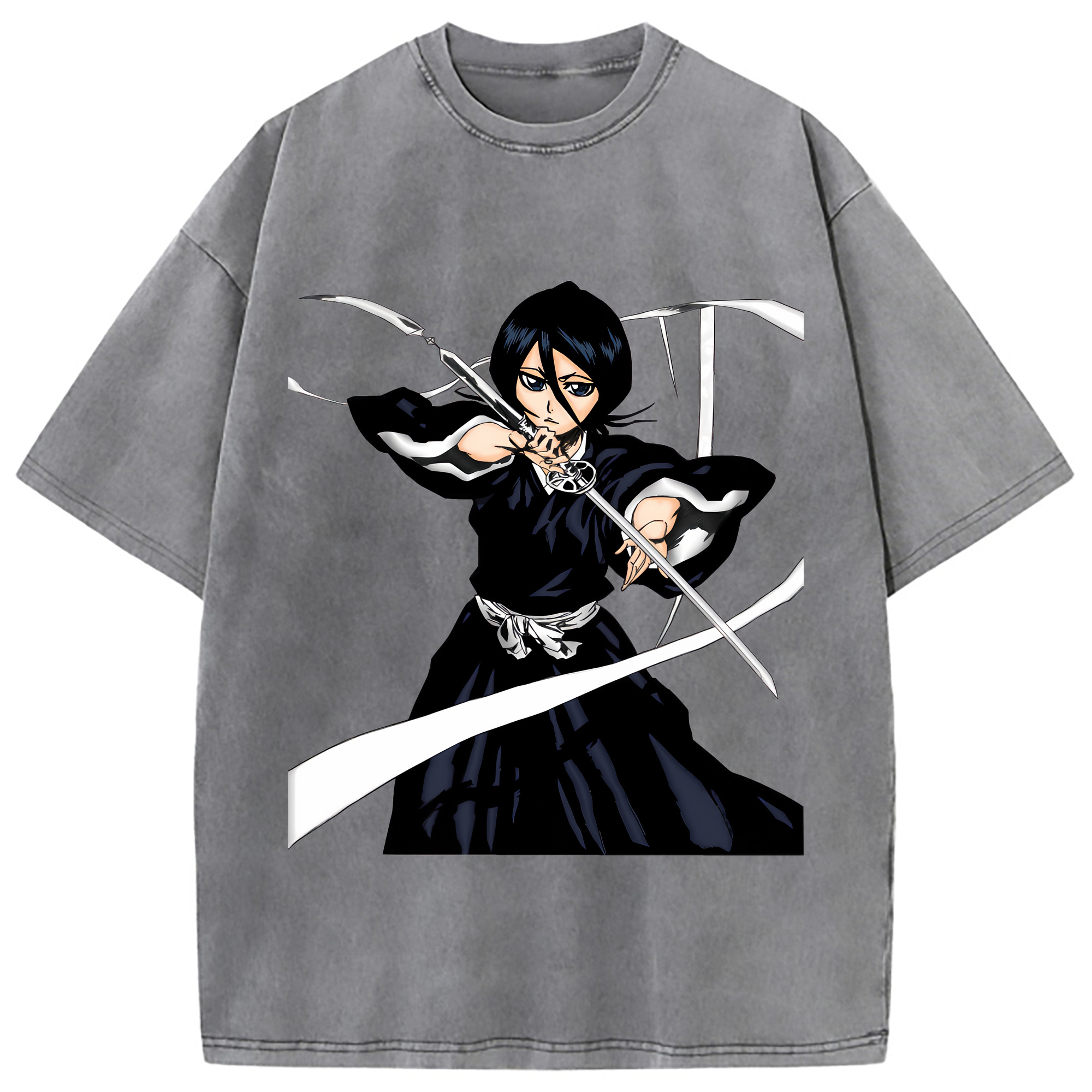 （画像用） ブリーチ 朽木ルキア BLEACH Kuchiki Rukia 綿100% ヴィンテージ風 半袖Tシャツ（フロントプリント）