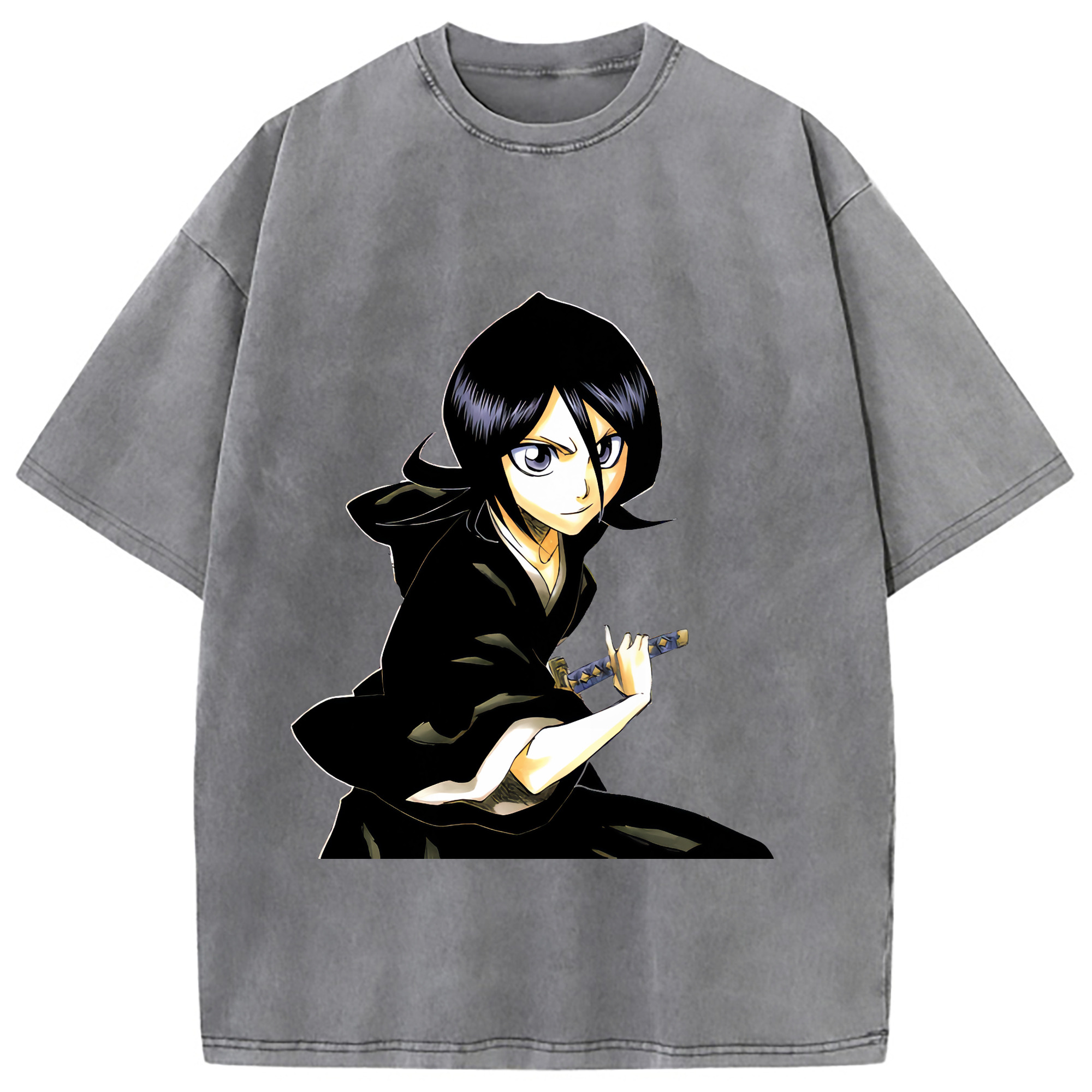 （画像用） ブリーチ 朽木ルキア BLEACH Kuchiki Rukia 綿100% ヴィンテージ風 半袖Tシャツ（フロントプリント）