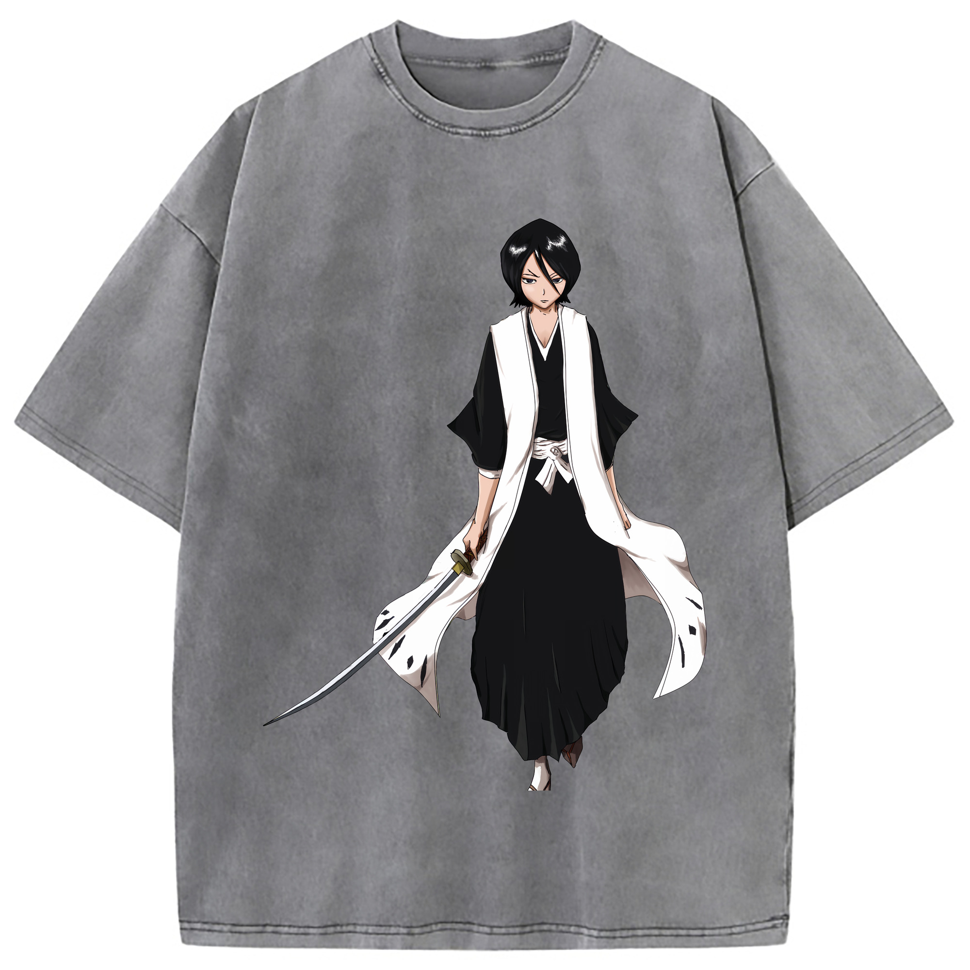 （画像用） ブリーチ 朽木ルキア BLEACH Kuchiki Rukia 綿100% ヴィンテージ風 半袖Tシャツ（フロントプリント）