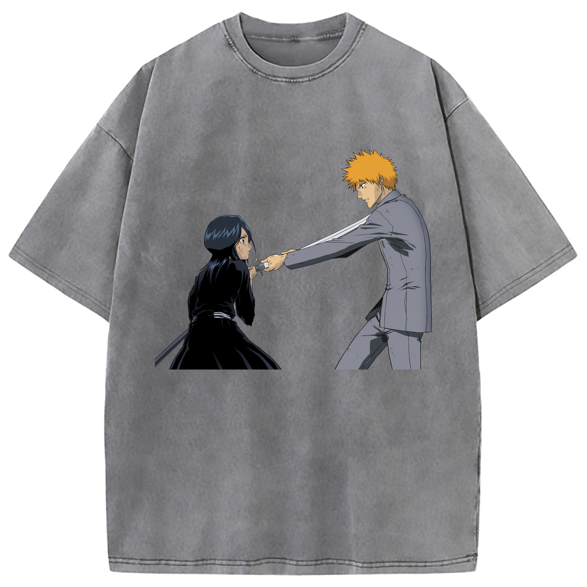 （画像用） ブリーチ 朽木ルキア BLEACH Kuchiki Rukia 綿100% ヴィンテージ風 半袖Tシャツ（フロントプリント）