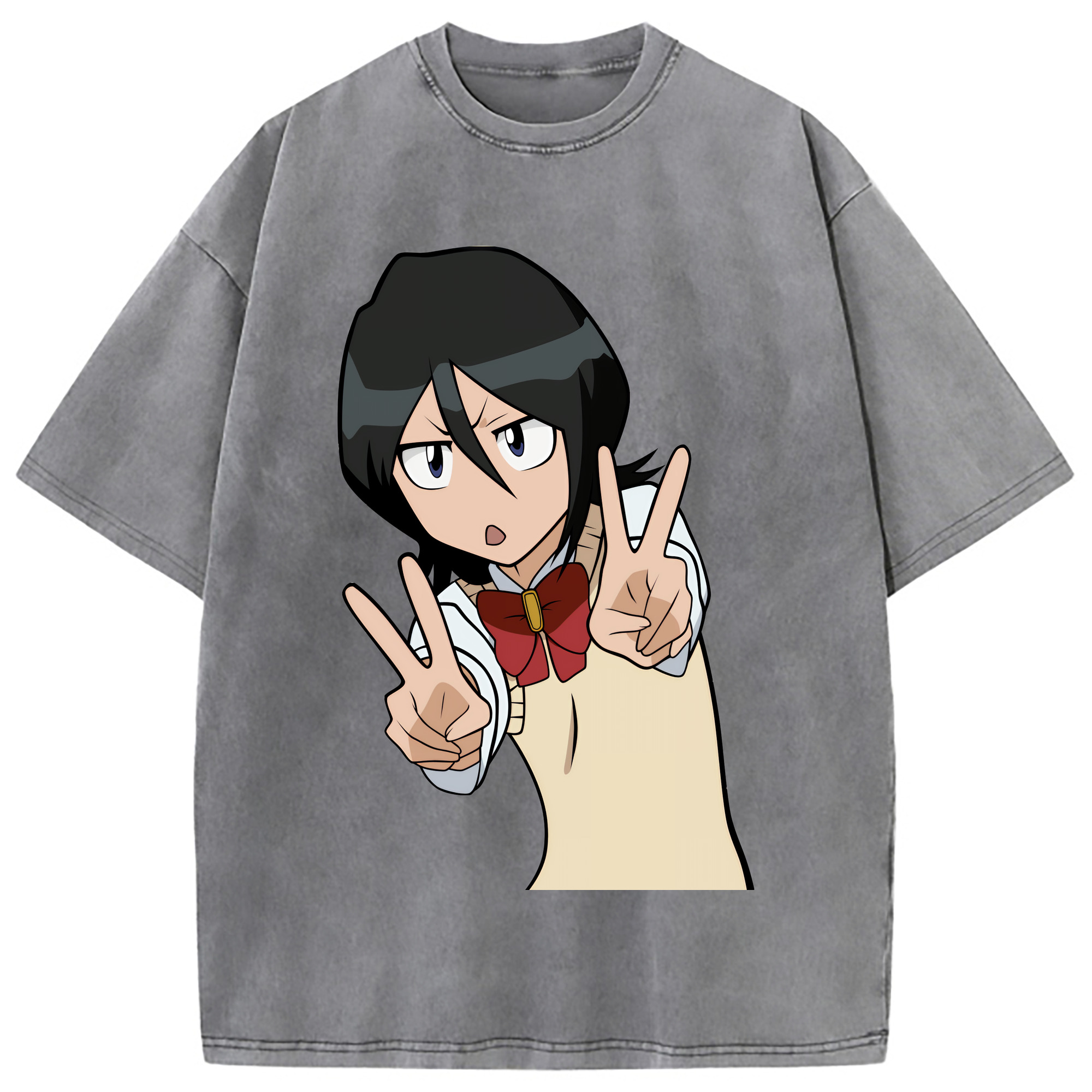 （画像用） ブリーチ 朽木ルキア BLEACH Kuchiki Rukia 綿100% ヴィンテージ風 半袖Tシャツ（フロントプリント）