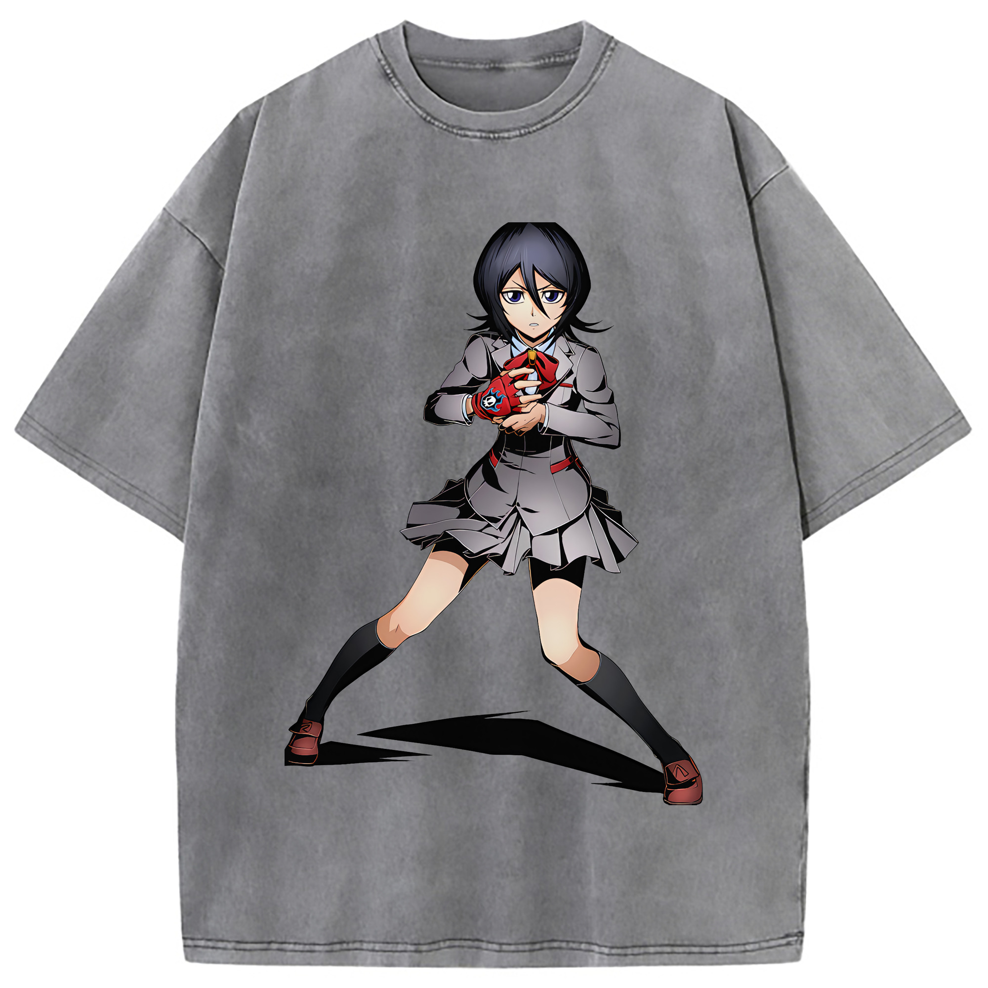 （画像用） ブリーチ 朽木ルキア BLEACH Kuchiki Rukia 綿100% ヴィンテージ風 半袖Tシャツ（フロントプリント）