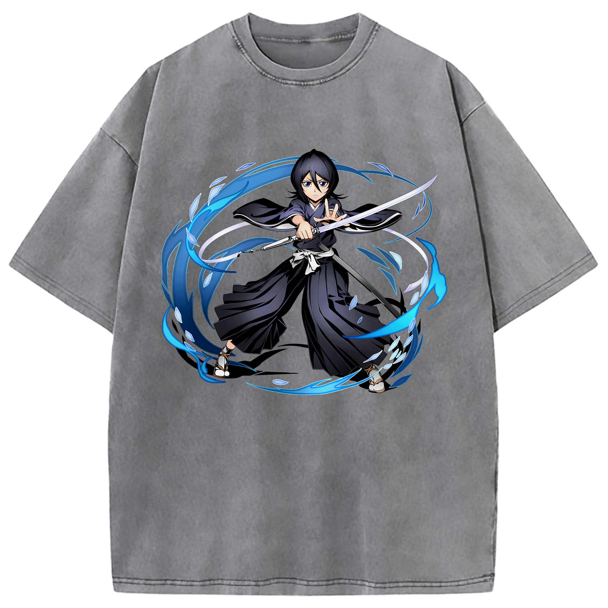 （画像用） ブリーチ 朽木ルキア BLEACH Kuchiki Rukia 綿100% ヴィンテージ風 半袖Tシャツ（フロントプリント）