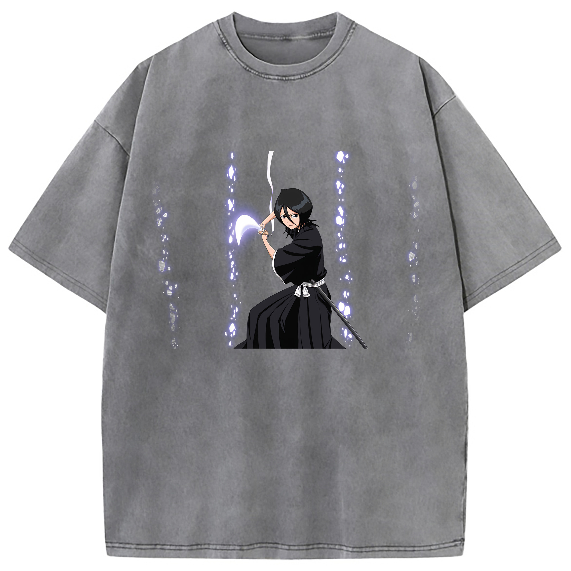 （画像用） ブリーチ 朽木ルキア BLEACH Kuchiki Rukia 綿100% ヴィンテージ風 半袖Tシャツ（フロントプリント）