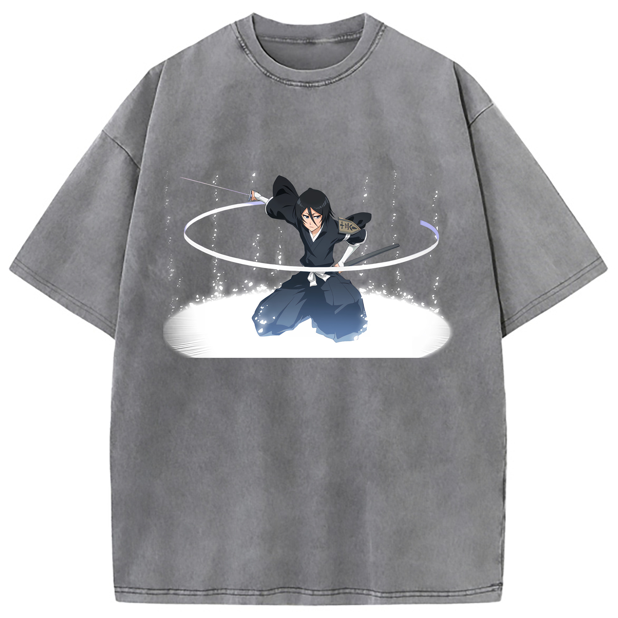 （画像用） ブリーチ 朽木ルキア BLEACH Kuchiki Rukia 綿100% ヴィンテージ風 半袖Tシャツ（フロントプリント）