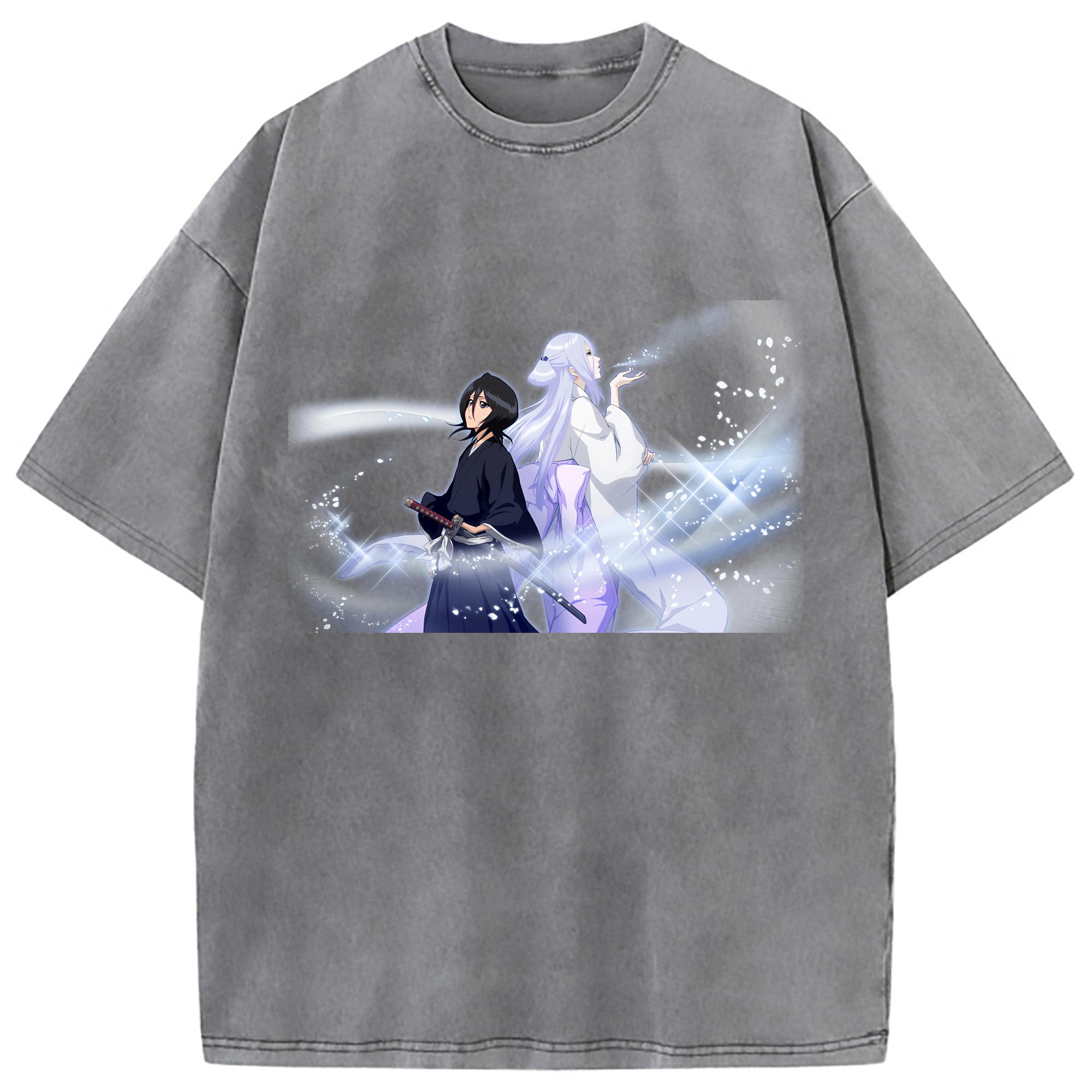 （画像用） ブリーチ 朽木ルキア BLEACH Kuchiki Rukia 綿100% ヴィンテージ風 半袖Tシャツ（フロントプリント）
