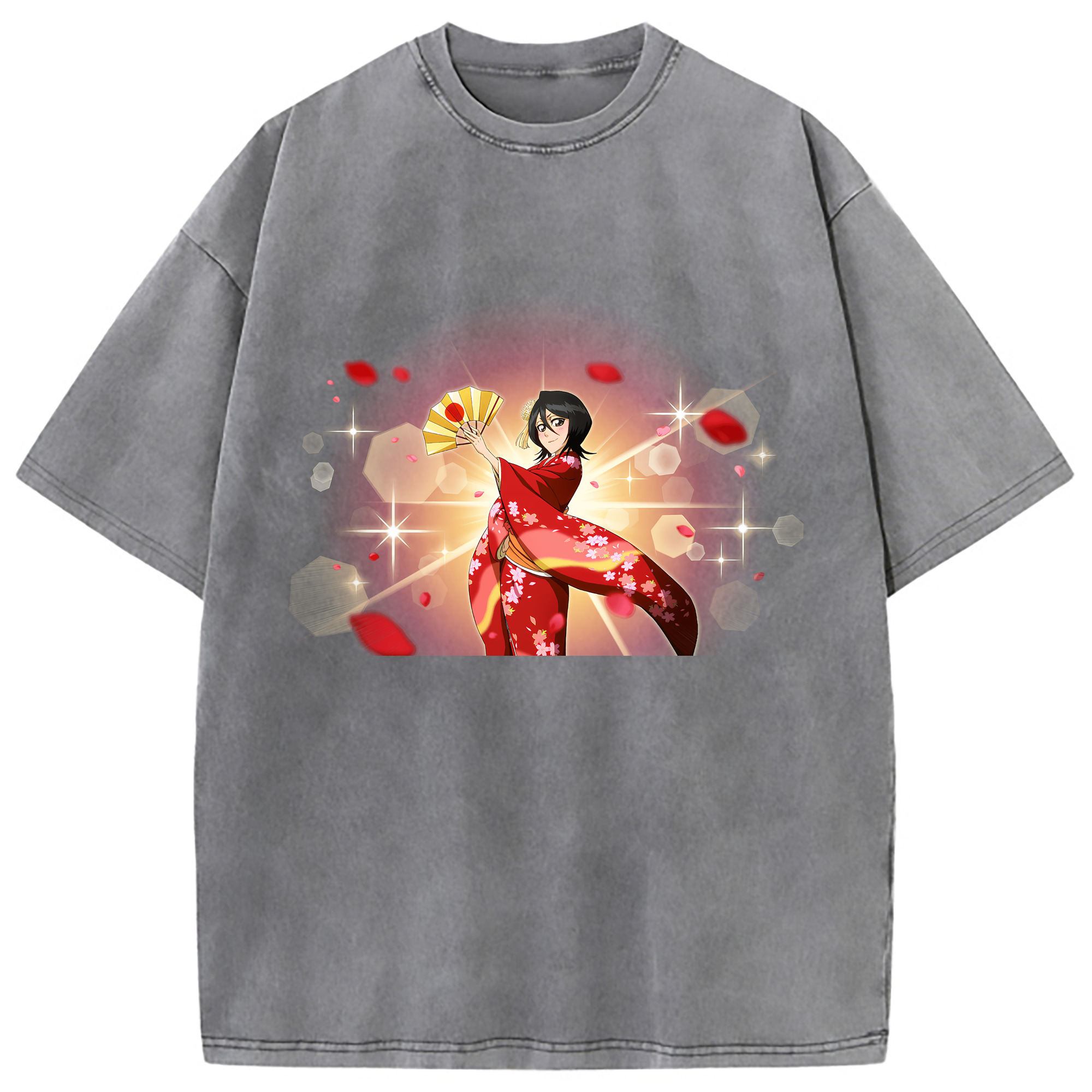 （画像用） ブリーチ 朽木ルキア BLEACH Kuchiki Rukia 綿100% ヴィンテージ風 半袖Tシャツ（フロントプリント）