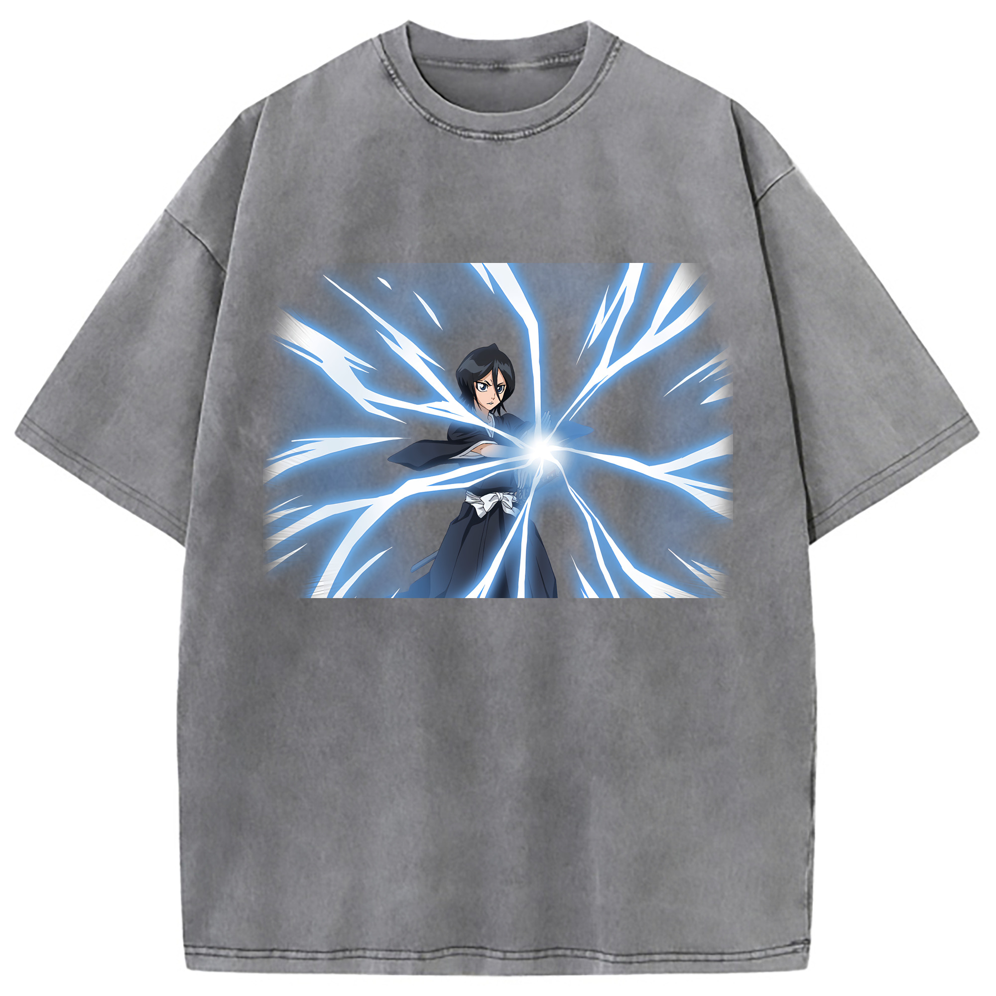 （画像用） ブリーチ 朽木ルキア BLEACH Kuchiki Rukia 綿100% ヴィンテージ風 半袖Tシャツ（フロントプリント）