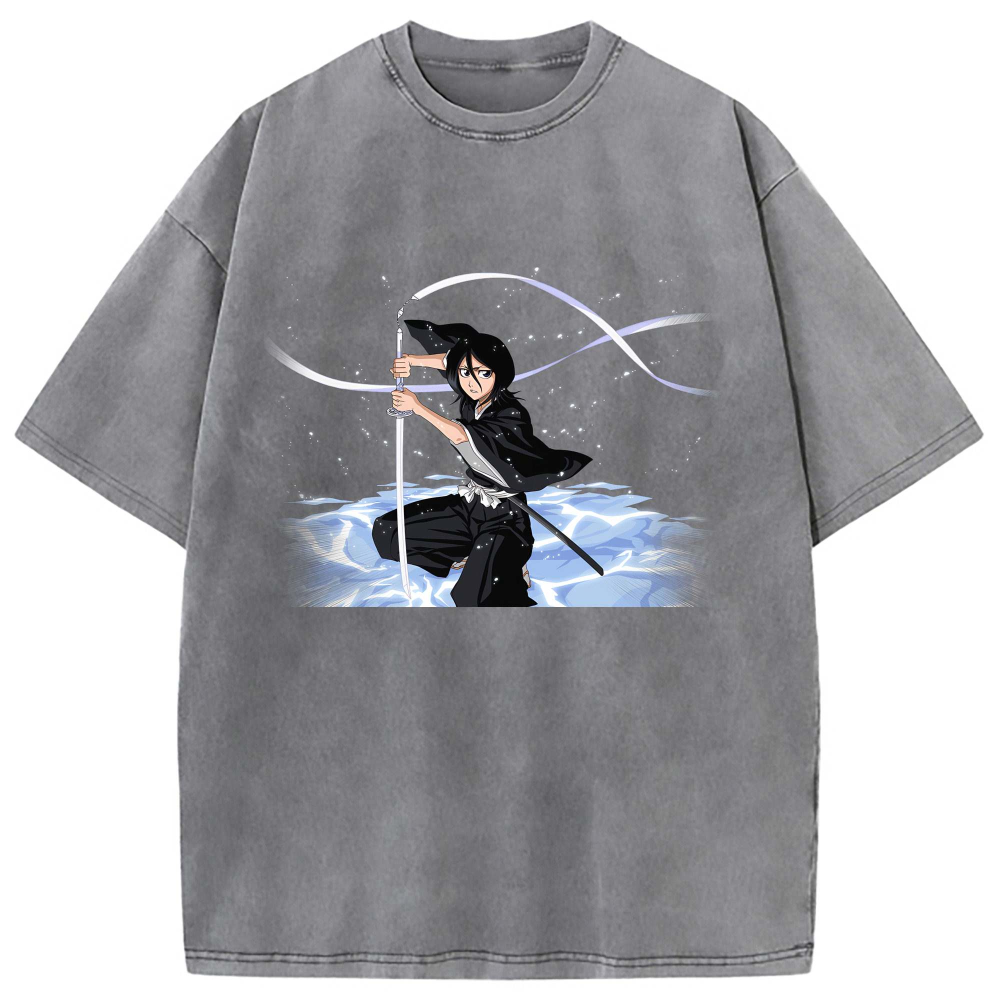 （画像用） ブリーチ 朽木ルキア BLEACH Kuchiki Rukia 綿100% ヴィンテージ風 半袖Tシャツ（フロントプリント）