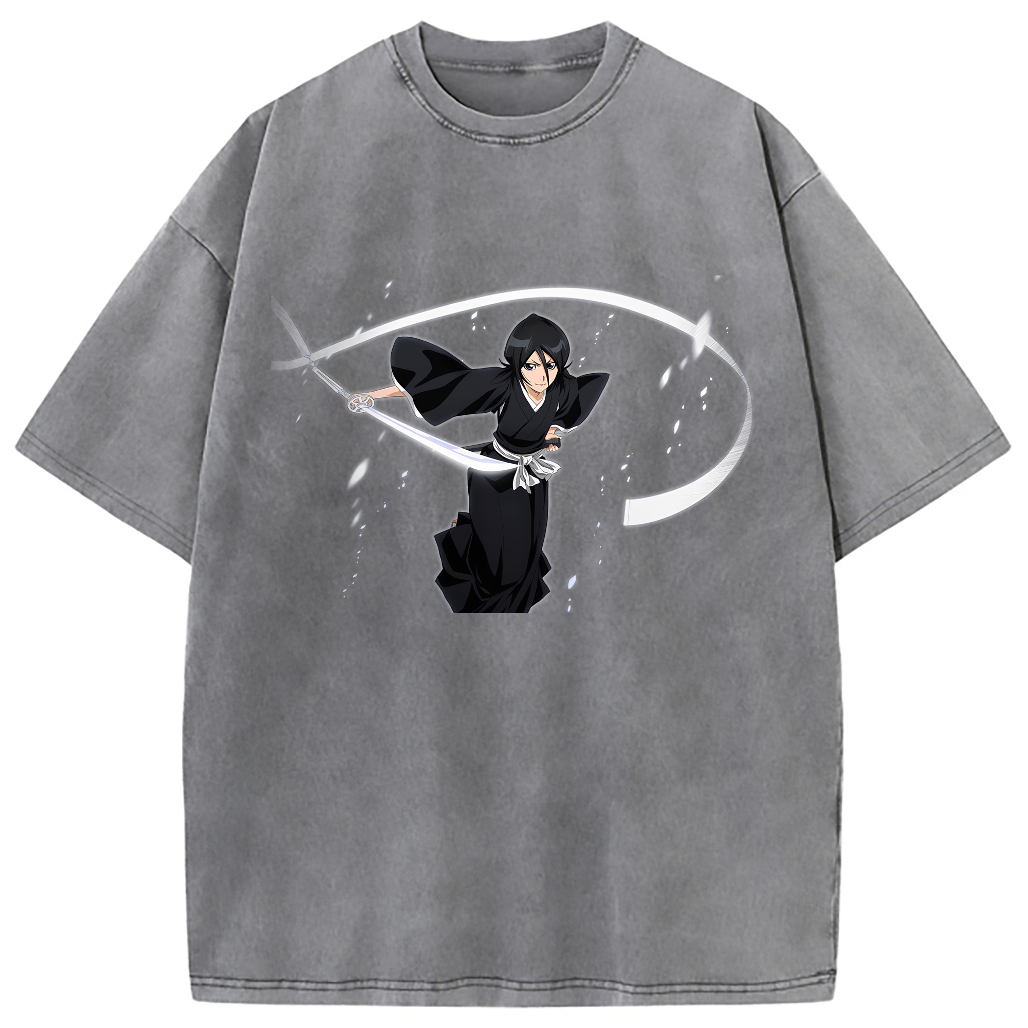 （画像用） ブリーチ 朽木ルキア BLEACH Kuchiki Rukia 綿100% ヴィンテージ風 半袖Tシャツ（フロントプリント）