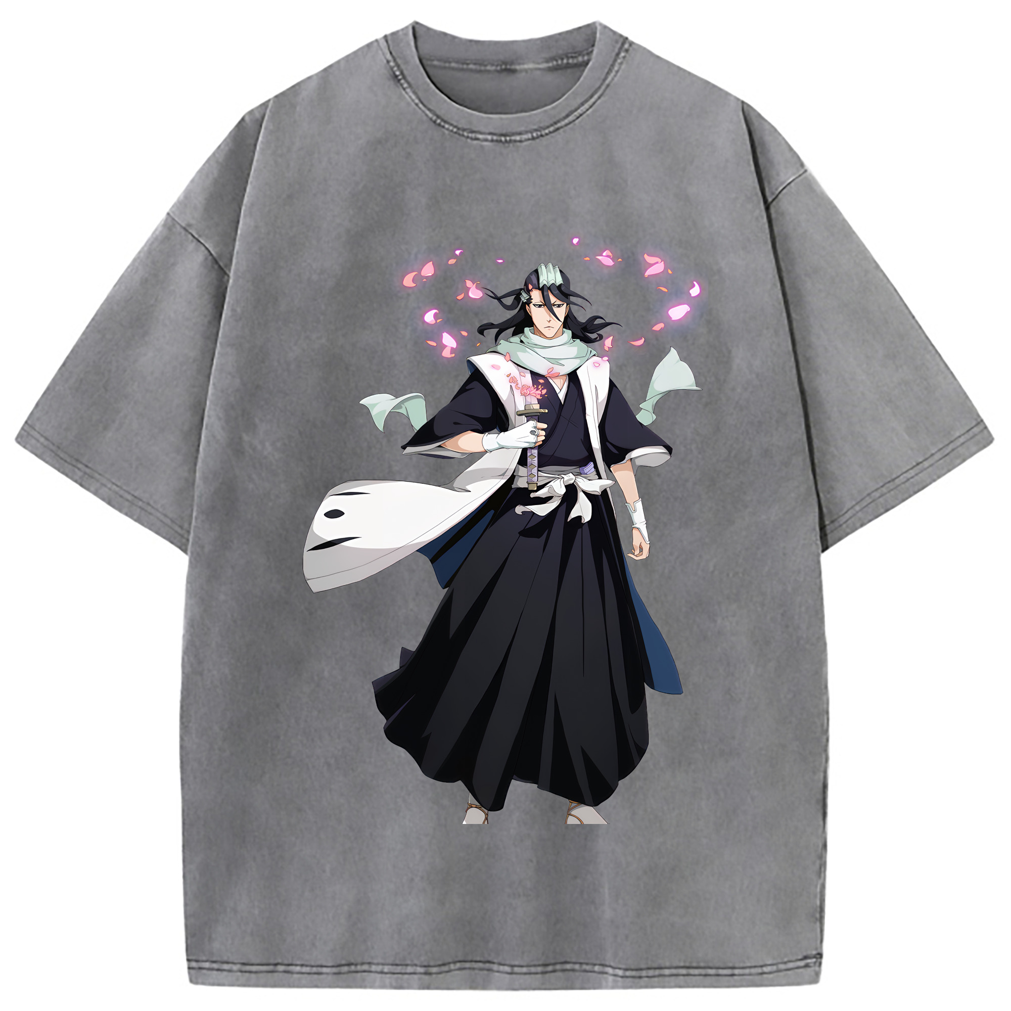 （画像用） ブリーチ くちき びゃくや BLEACH Kuchiki Byakuya 綿100% ヴィンテージ風 半袖Tシャツ（フロントプリント）