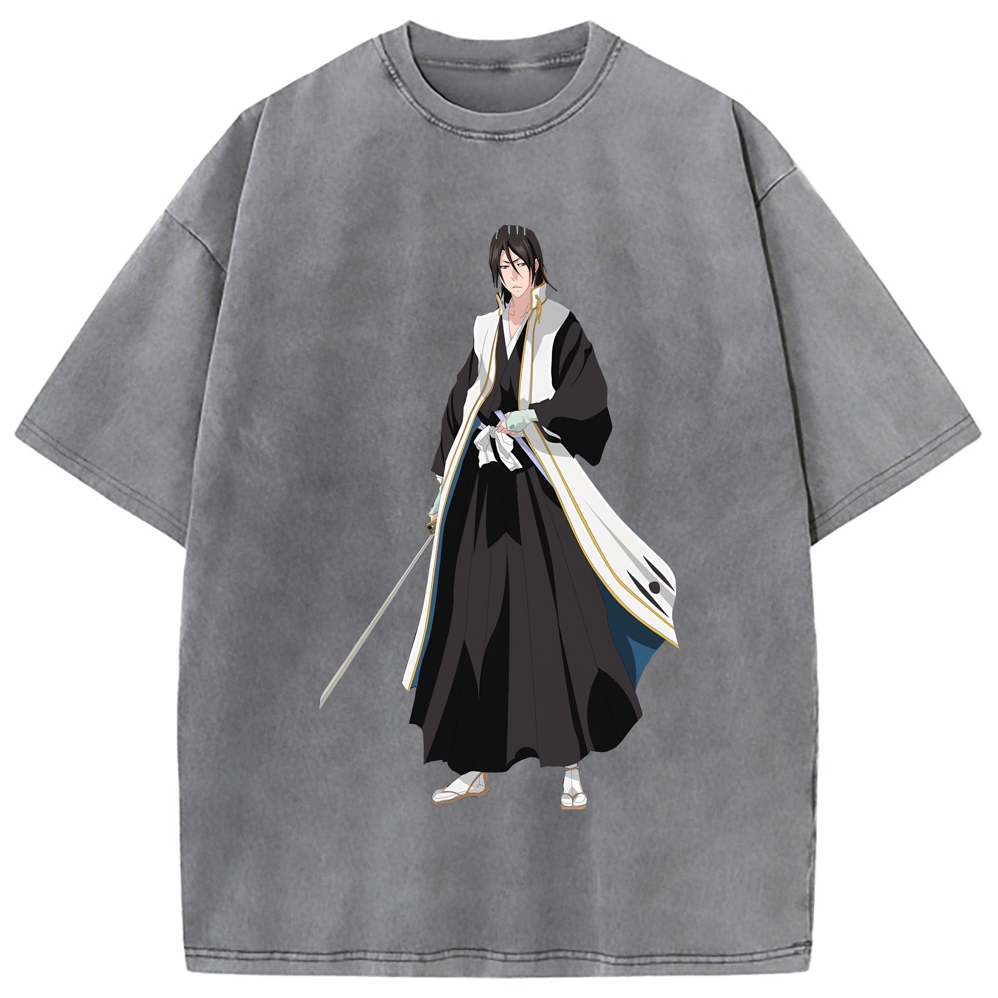 （画像用） ブリーチ くちき びゃくや BLEACH Kuchiki Byakuya 綿100% ヴィンテージ風 半袖Tシャツ（フロントプリント）