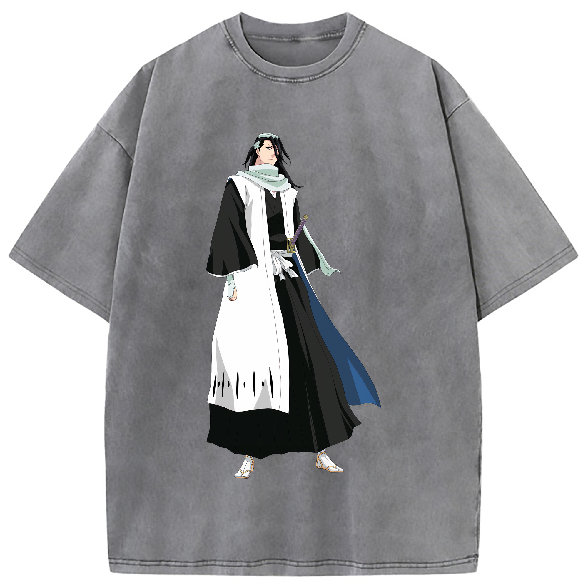 （画像用） ブリーチ くちき びゃくや BLEACH Kuchiki Byakuya 綿100% ヴィンテージ風 半袖Tシャツ（フロントプリント）