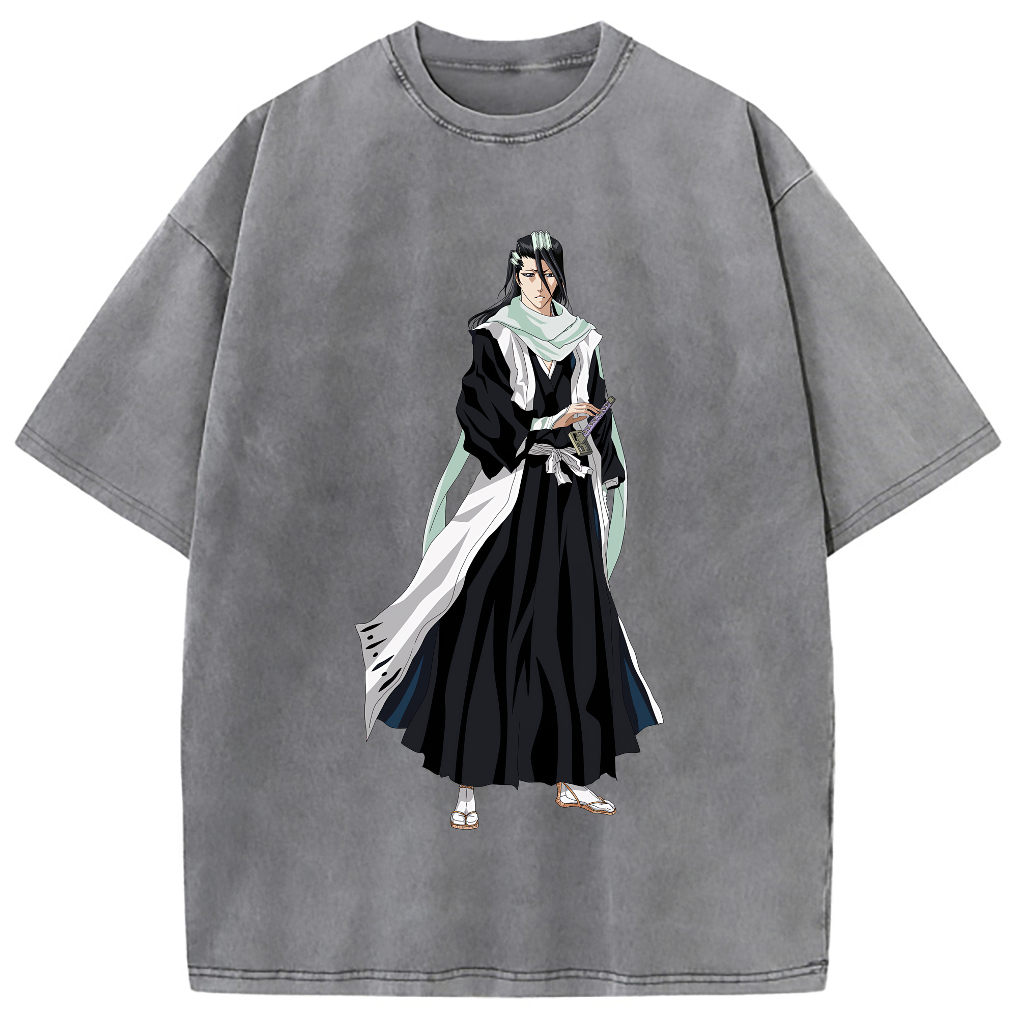 （画像用） ブリーチ くちき びゃくや BLEACH Kuchiki Byakuya 綿100% ヴィンテージ風 半袖Tシャツ（フロントプリント）