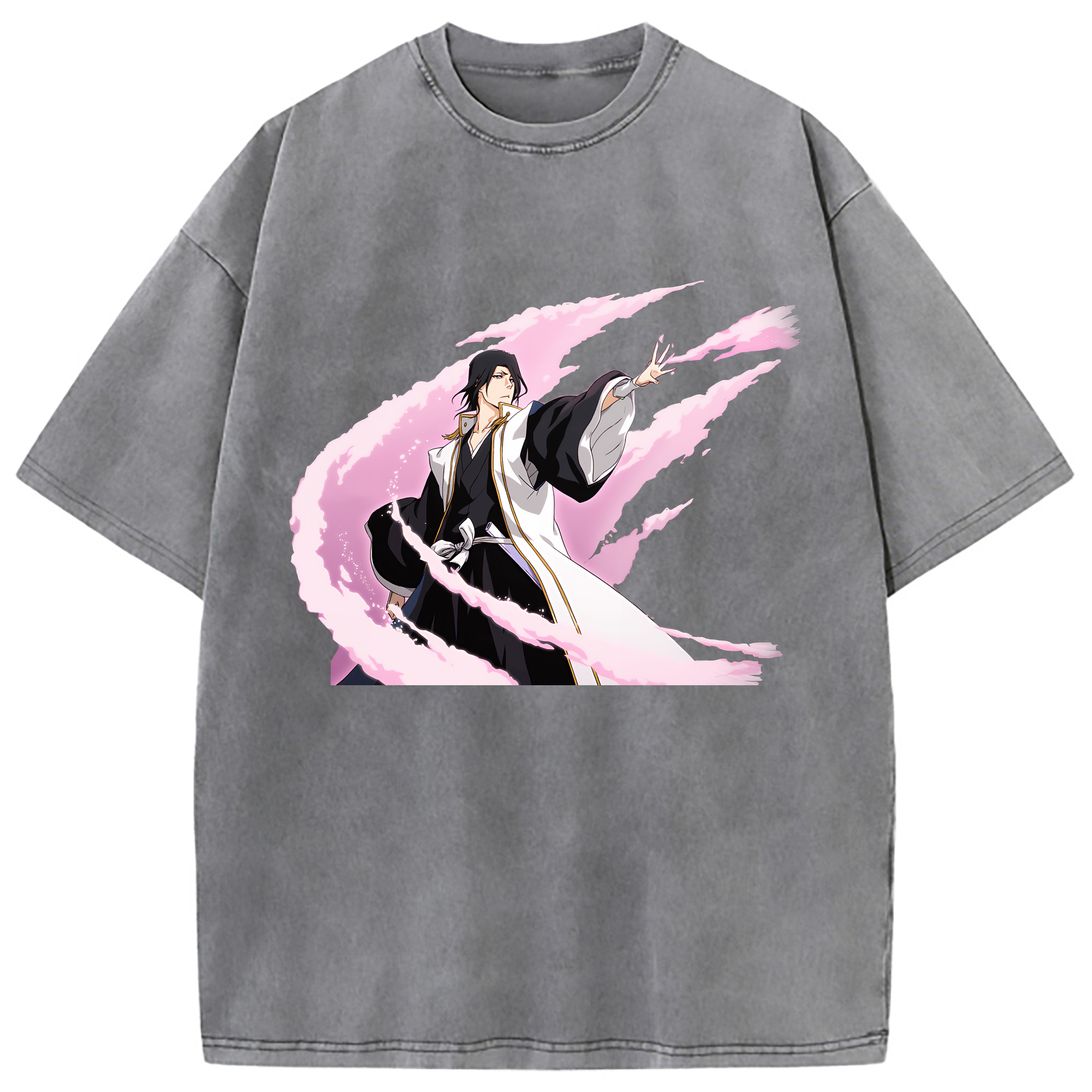 （画像用） ブリーチ くちき びゃくや BLEACH Kuchiki Byakuya 綿100% ヴィンテージ風 半袖Tシャツ（フロントプリント）