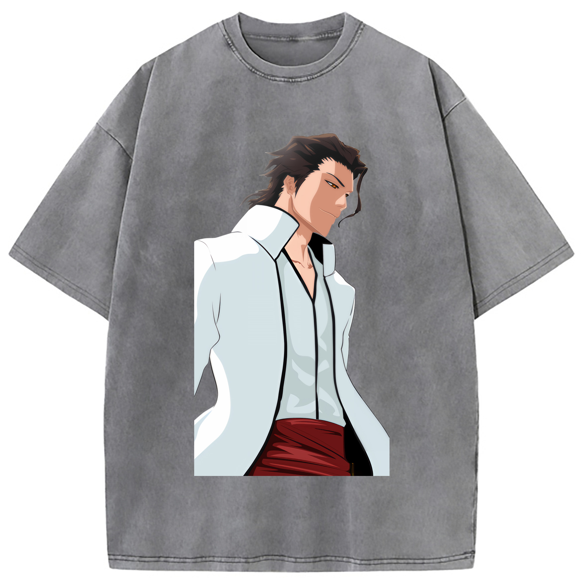 （画像用） ブリーチ 藍染 惣右介（あいぜん そうすけ） BLEACH Aizen Sousuke 綿100% ヴィンテージ風 半袖Tシャツ（フロントプリント）