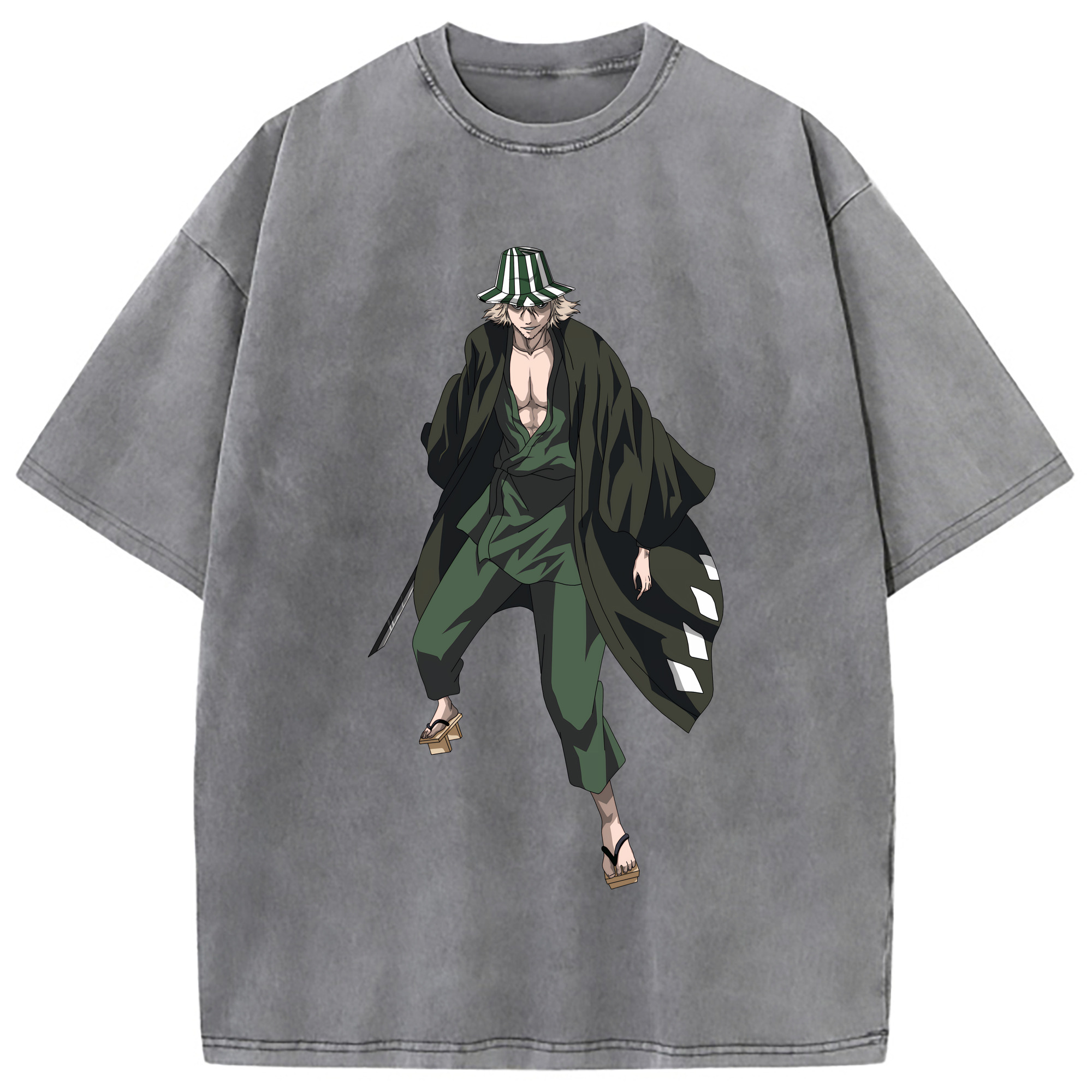 （画像用） "ブリーチ 浦原 喜助（うらはら きすけ） BLEACH Urahara Kisuke " 綿100% ヴィンテージ風 半袖Tシャツ（フロントプリント）