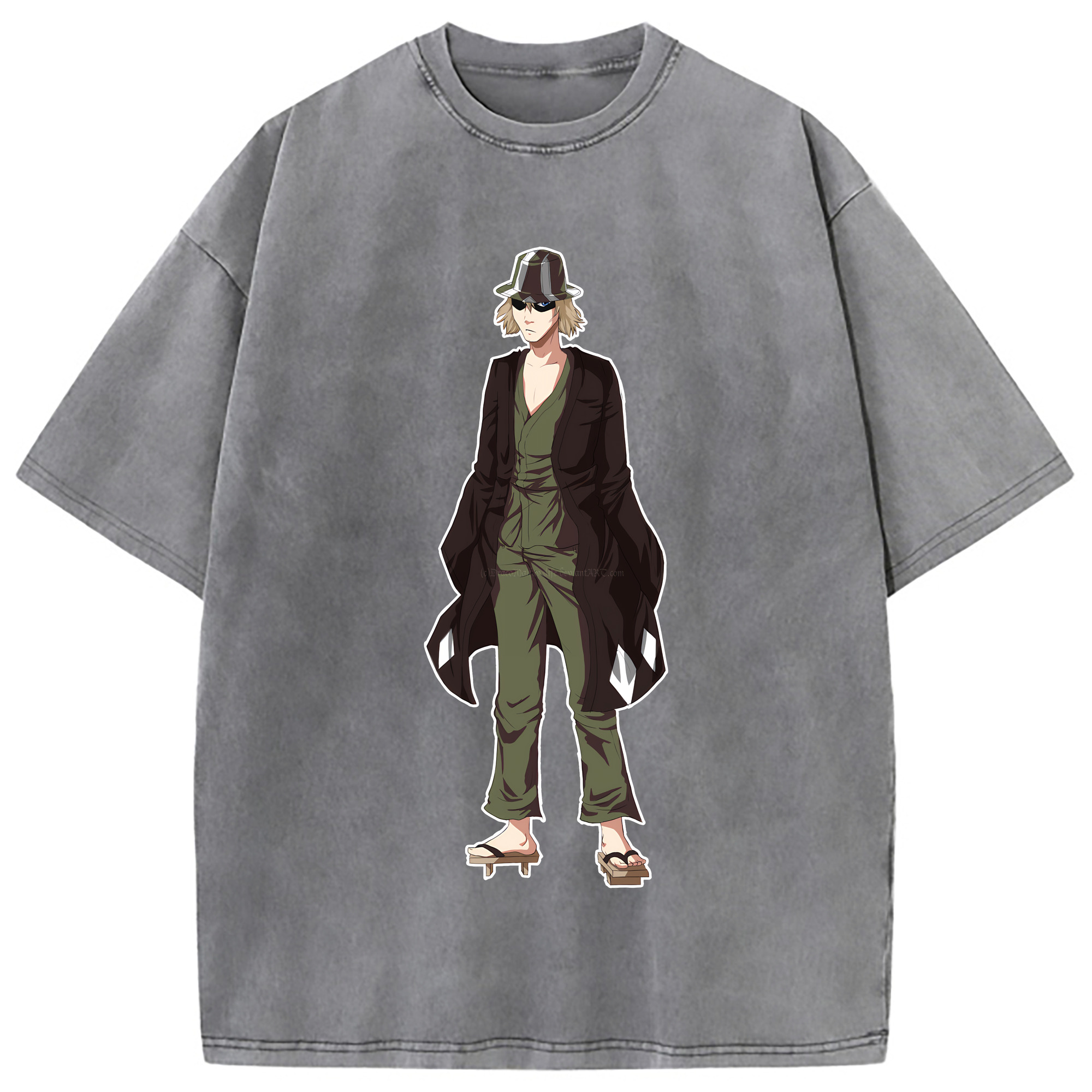 （画像用） "ブリーチ 浦原 喜助（うらはら きすけ） BLEACH Urahara Kisuke " 綿100% ヴィンテージ風 半袖Tシャツ（フロントプリント）
