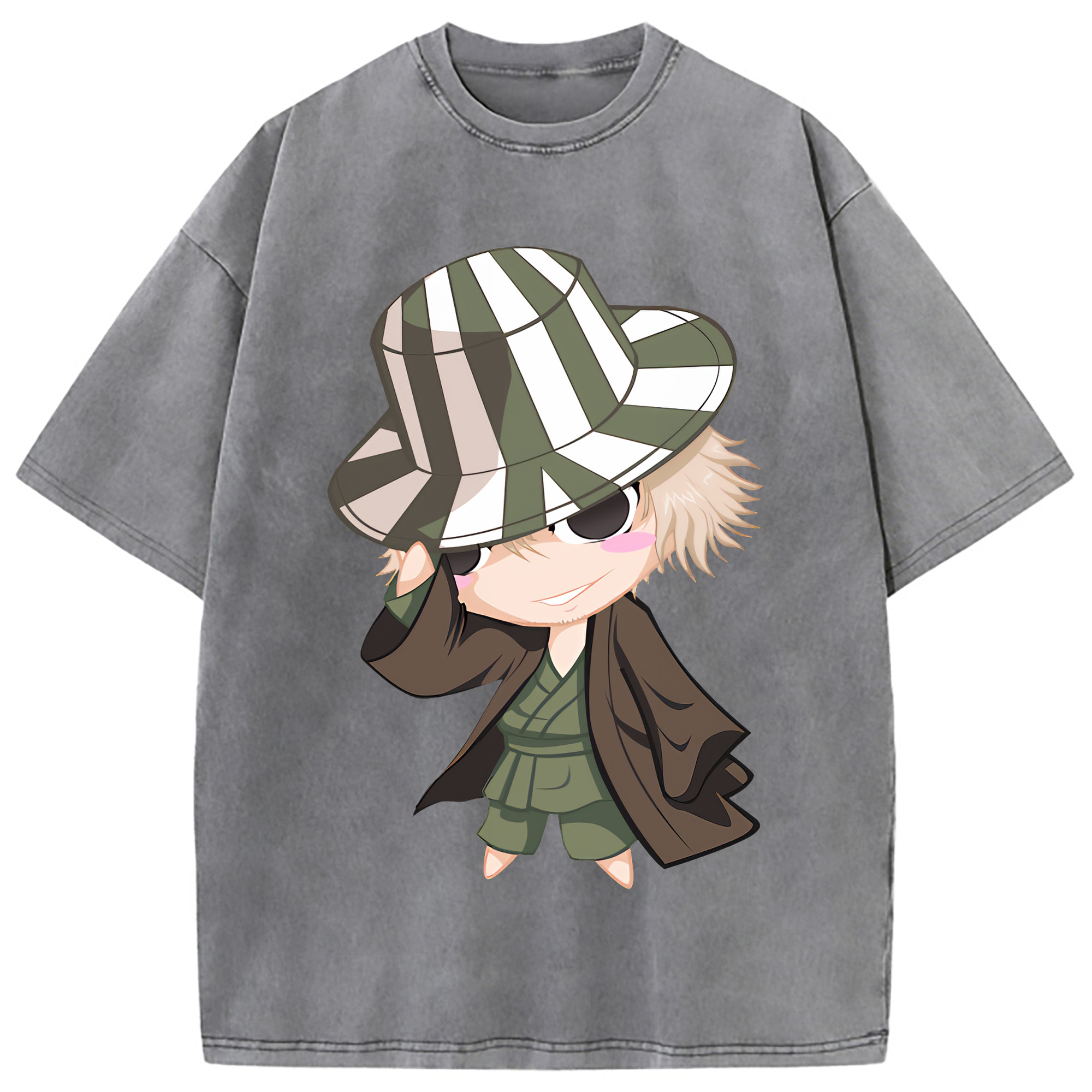 （画像用） "ブリーチ 浦原 喜助（うらはら きすけ） BLEACH Urahara Kisuke " 綿100% ヴィンテージ風 半袖Tシャツ（フロントプリント）