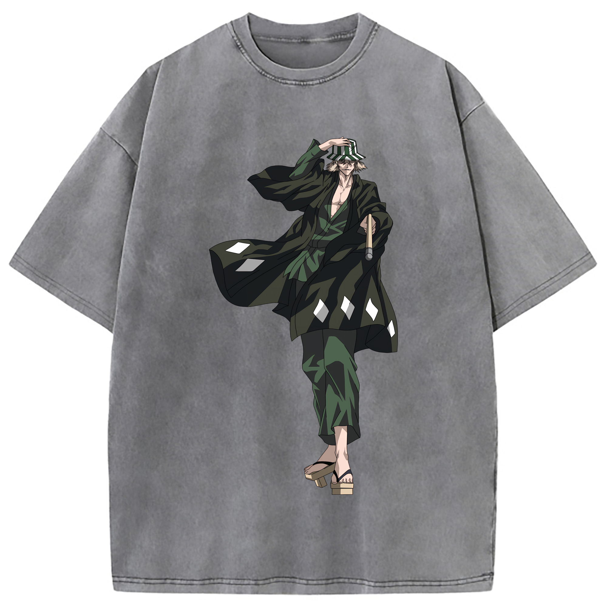 （画像用） "ブリーチ 浦原 喜助（うらはら きすけ） BLEACH Urahara Kisuke " 綿100% ヴィンテージ風 半袖Tシャツ（フロントプリント）