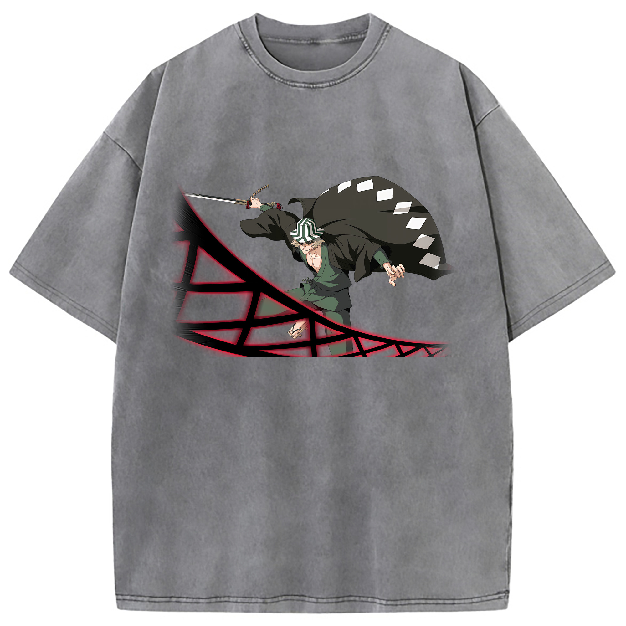 （画像用） "ブリーチ 浦原 喜助（うらはら きすけ） BLEACH Urahara Kisuke " 綿100% ヴィンテージ風 半袖Tシャツ（フロントプリント）