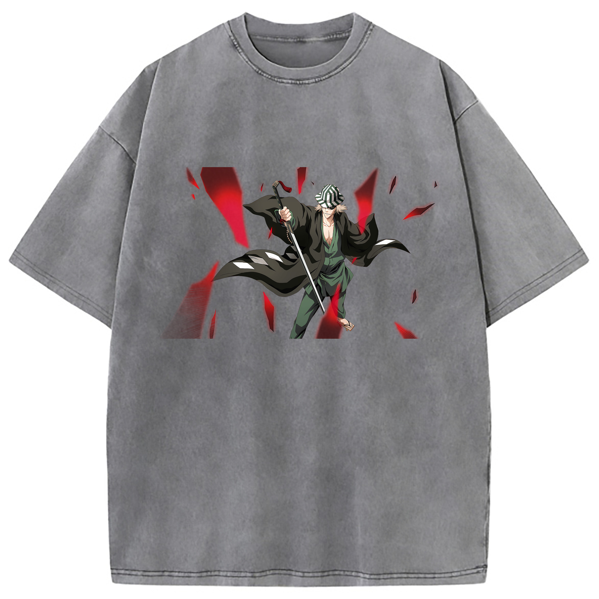 （画像用） "ブリーチ 浦原 喜助（うらはら きすけ） BLEACH Urahara Kisuke " 綿100% ヴィンテージ風 半袖Tシャツ（フロントプリント）