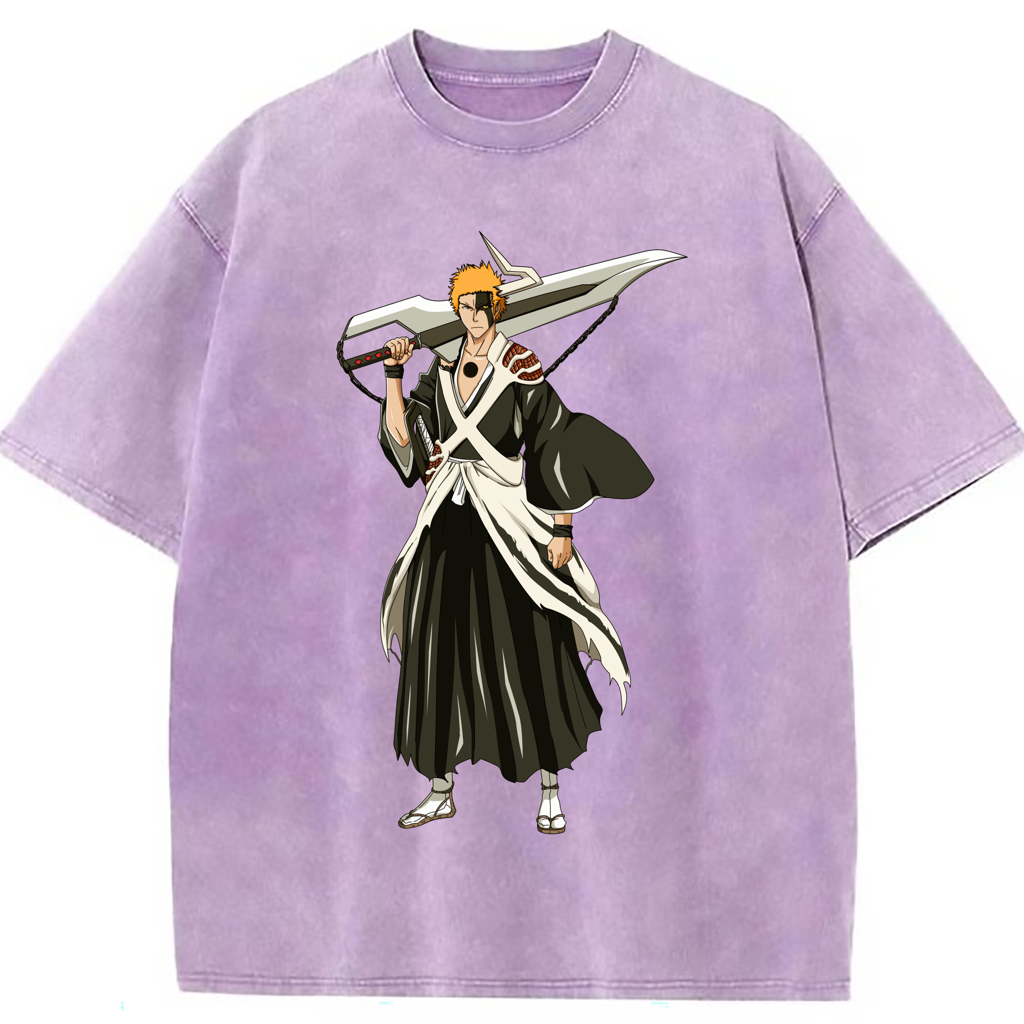 （画像用） ブリーチ 黒崎一護（くろさき いちご）BLEACH Kurosaki Ichigo 綿100% ヴィンテージ風 半袖Tシャツ（フロントプリント）