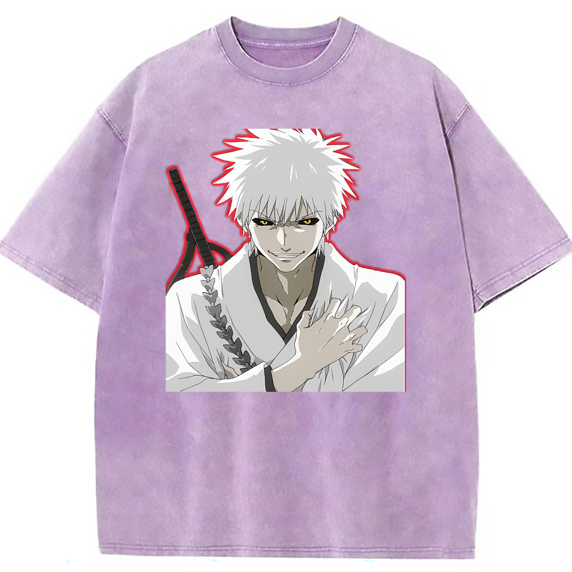 （画像用） ブリーチ 黒崎一護（くろさき いちご）BLEACH Kurosaki Ichigo 綿100% ヴィンテージ風 半袖Tシャツ（フロントプリント）