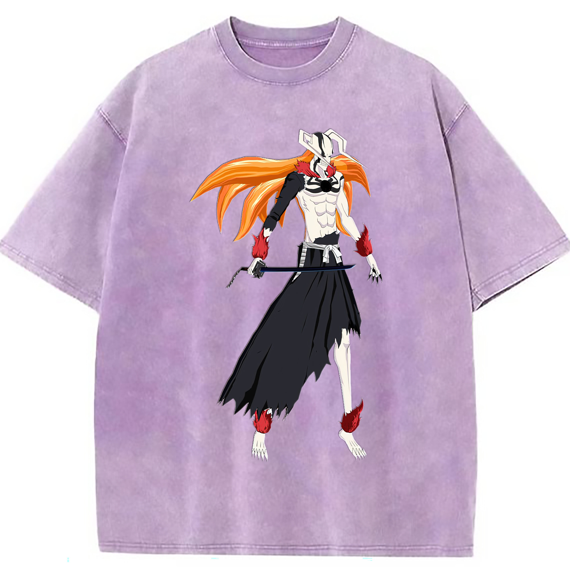（画像用） ブリーチ 黒崎一護（くろさき いちご）BLEACH Kurosaki Ichigo 綿100% ヴィンテージ風 半袖Tシャツ（フロントプリント）