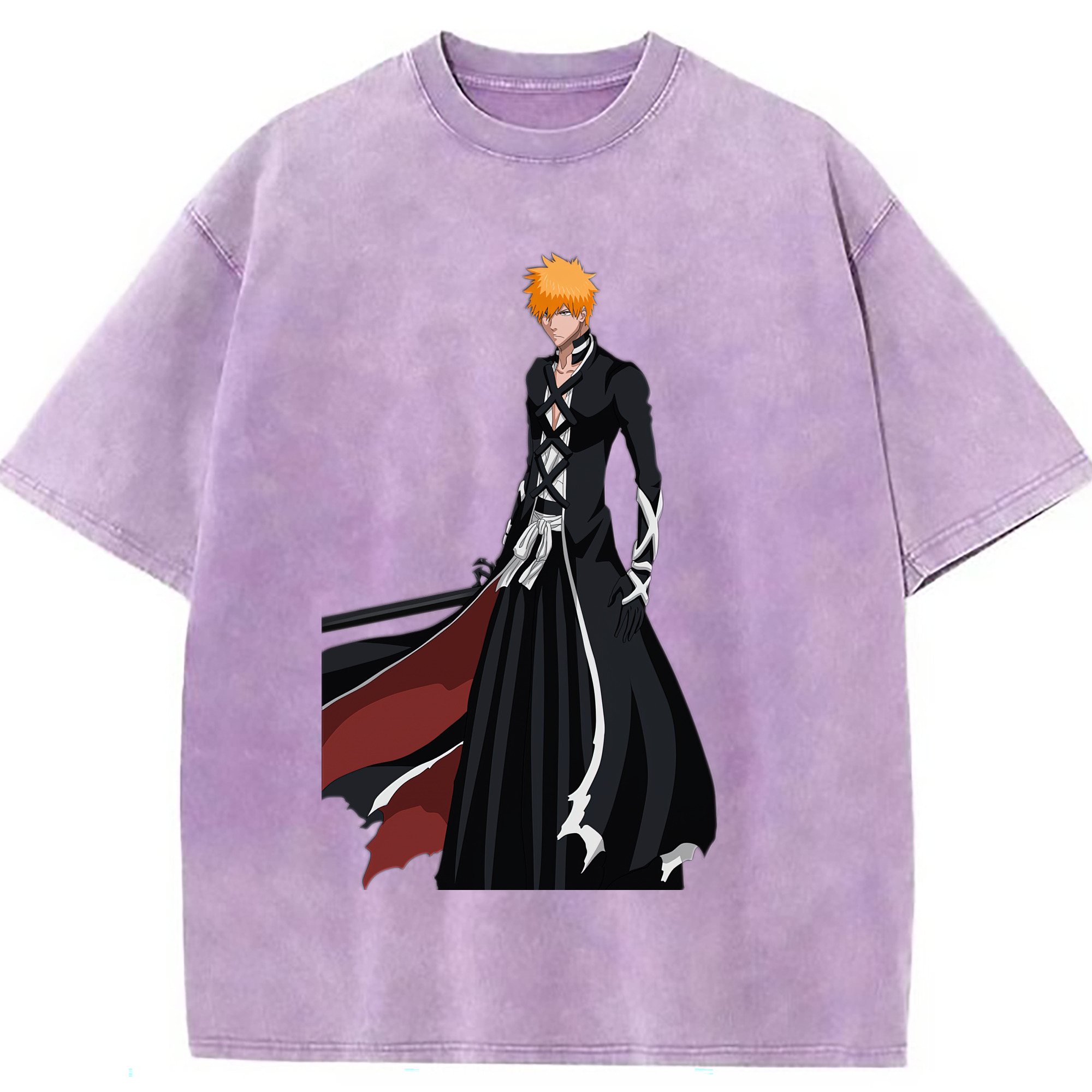（画像用） ブリーチ 黒崎一護（くろさき いちご）BLEACH Kurosaki Ichigo 綿100% ヴィンテージ風 半袖Tシャツ（フロントプリント）