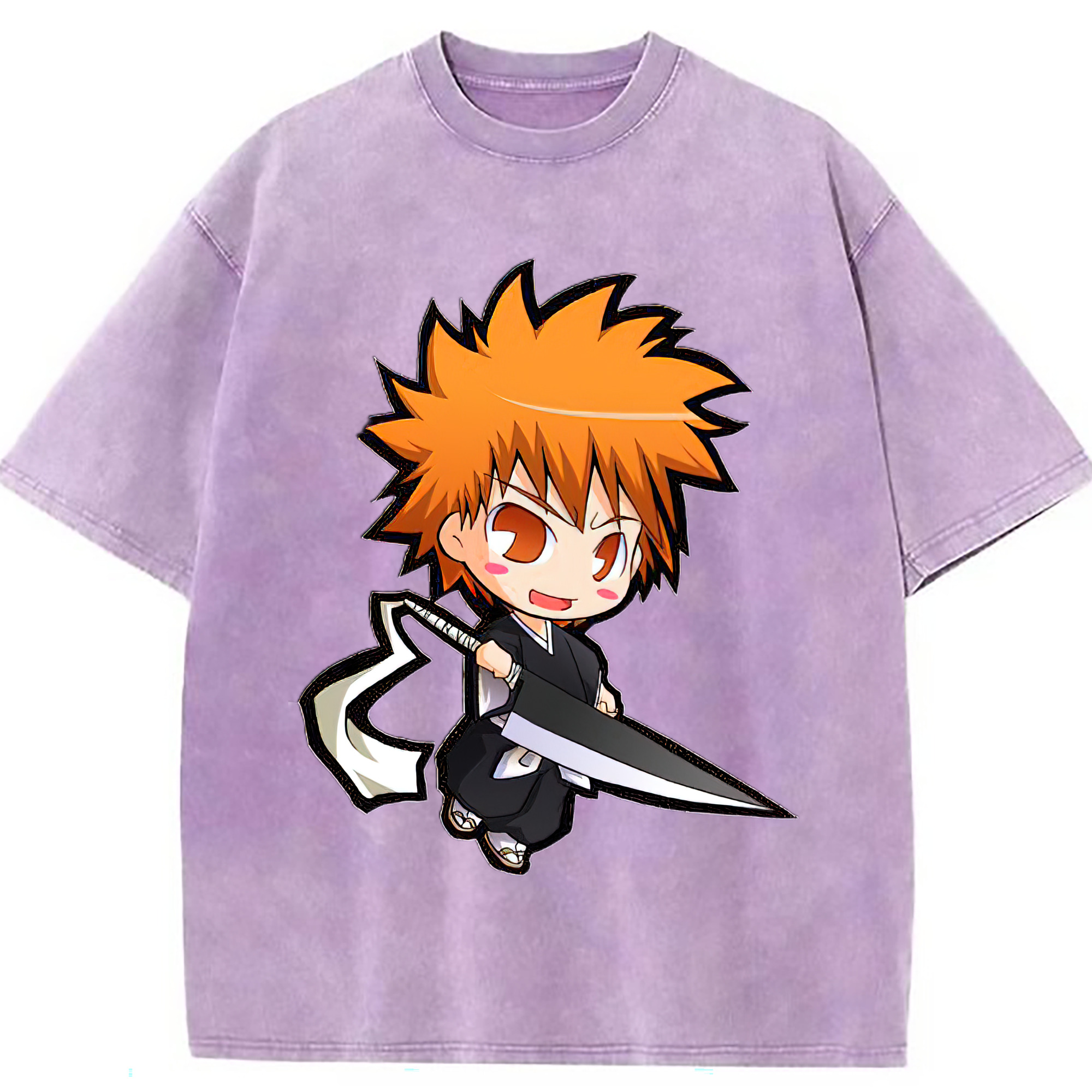 （画像用） ブリーチ 黒崎一護（くろさき いちご）BLEACH Kurosaki Ichigo 綿100% ヴィンテージ風 半袖Tシャツ（フロントプリント）