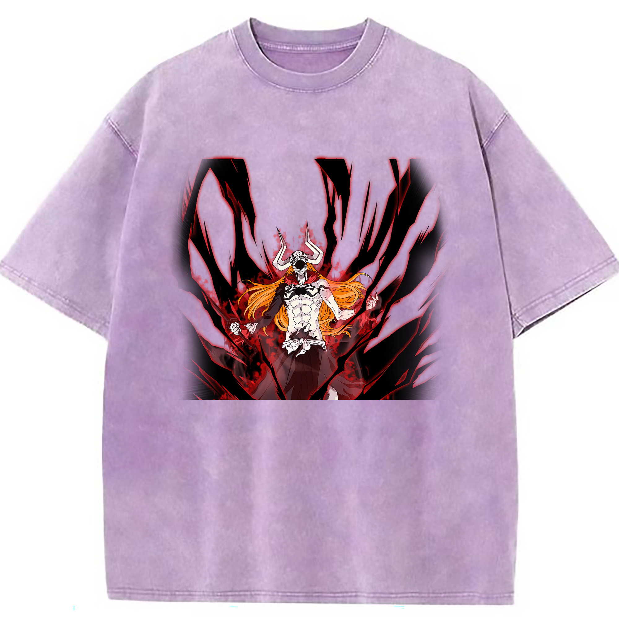 （画像用） ブリーチ 黒崎一護（くろさき いちご）BLEACH Kurosaki Ichigo 綿100% ヴィンテージ風 半袖Tシャツ（フロントプリント）