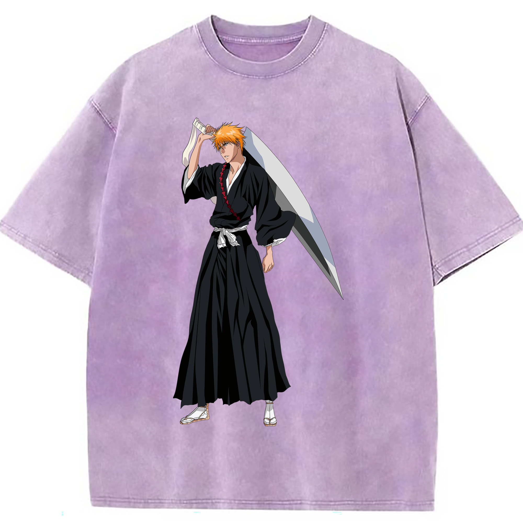 （画像用） ブリーチ 黒崎一護（くろさき いちご）BLEACH Kurosaki Ichigo 綿100% ヴィンテージ風 半袖Tシャツ（フロントプリント）