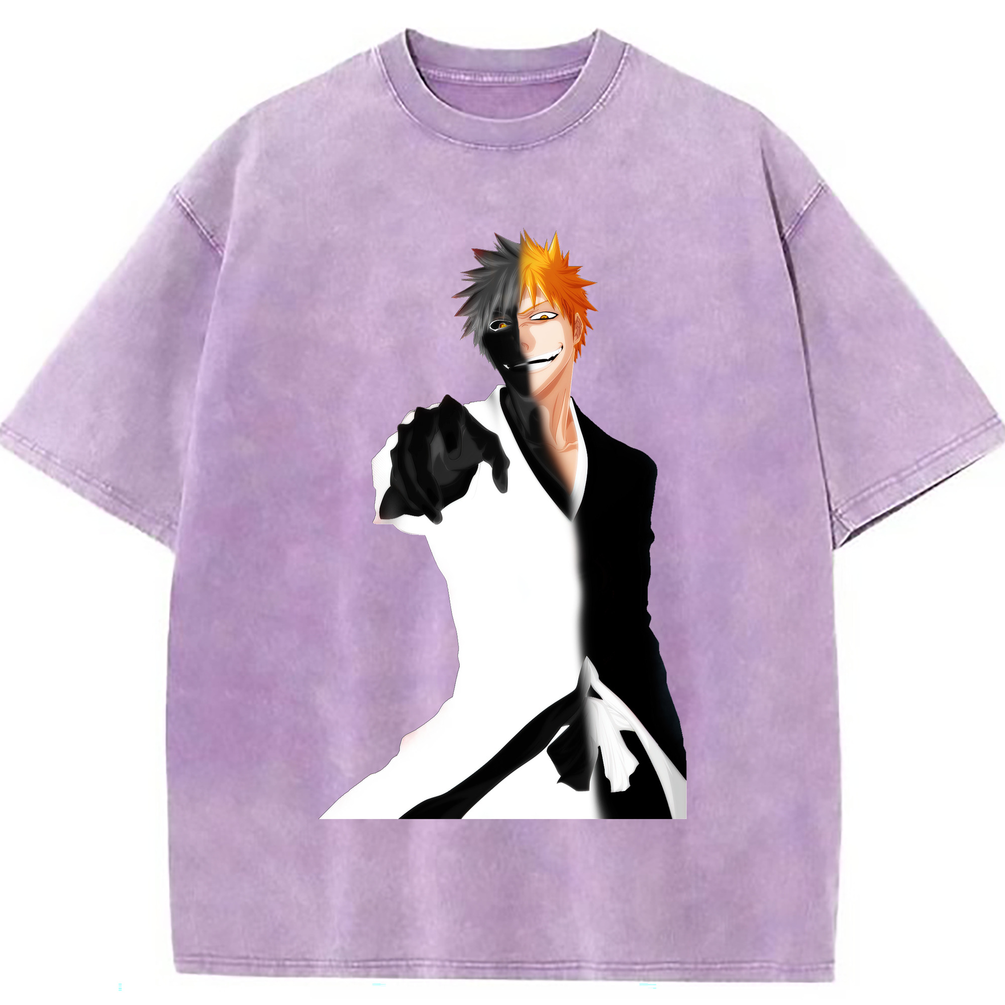 （画像用） ブリーチ 黒崎一護（くろさき いちご）BLEACH Kurosaki Ichigo 綿100% ヴィンテージ風 半袖Tシャツ（フロントプリント）