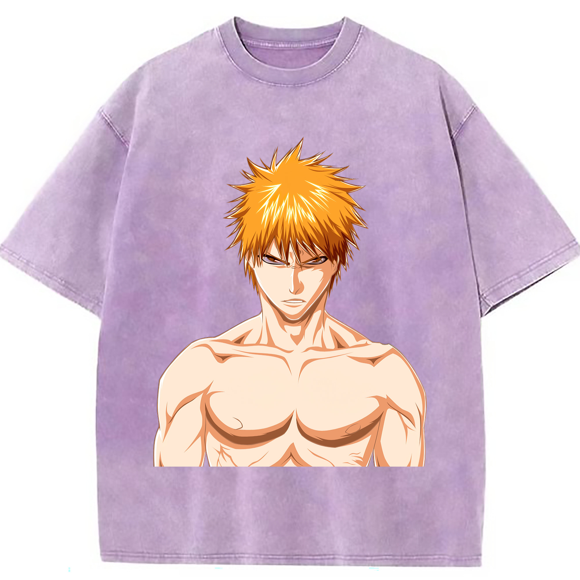 （画像用） ブリーチ 黒崎一護（くろさき いちご）BLEACH Kurosaki Ichigo 綿100% ヴィンテージ風 半袖Tシャツ（フロントプリント）
