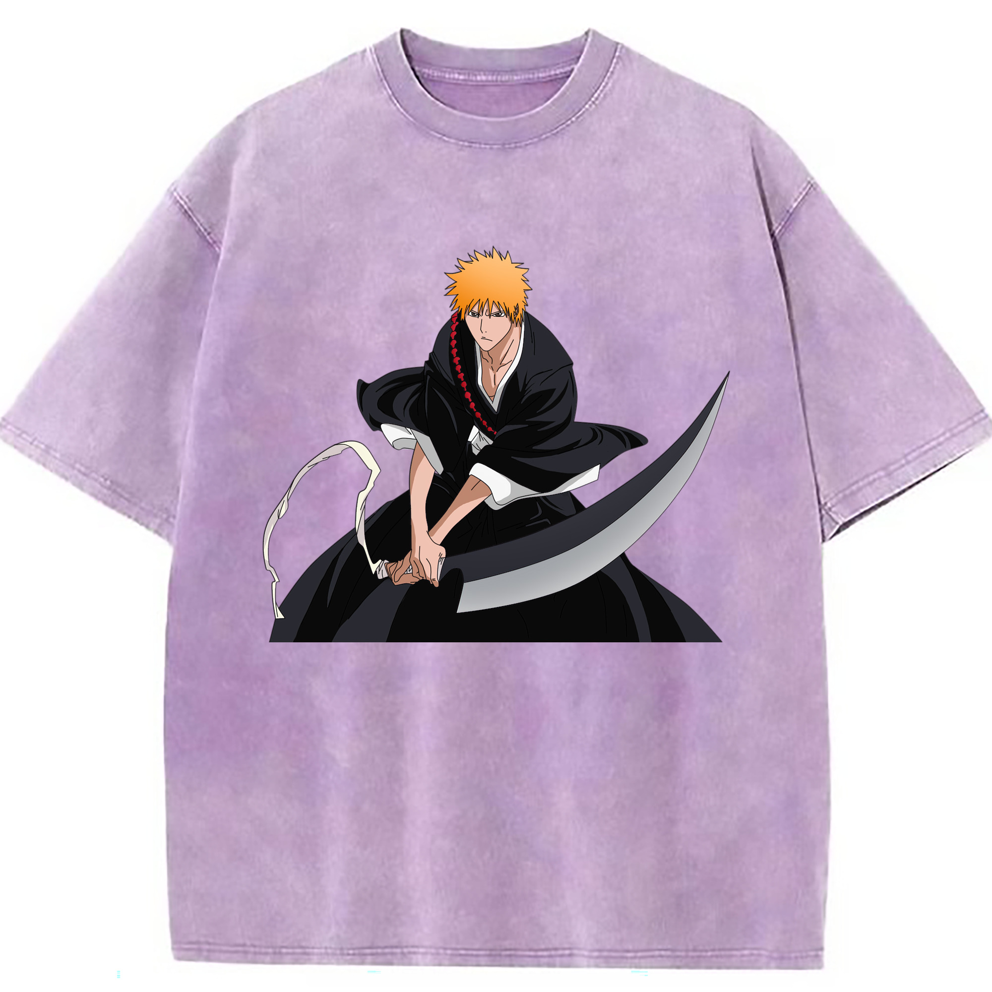 （画像用） ブリーチ 黒崎一護（くろさき いちご）BLEACH Kurosaki Ichigo 綿100% ヴィンテージ風 半袖Tシャツ（フロントプリント）