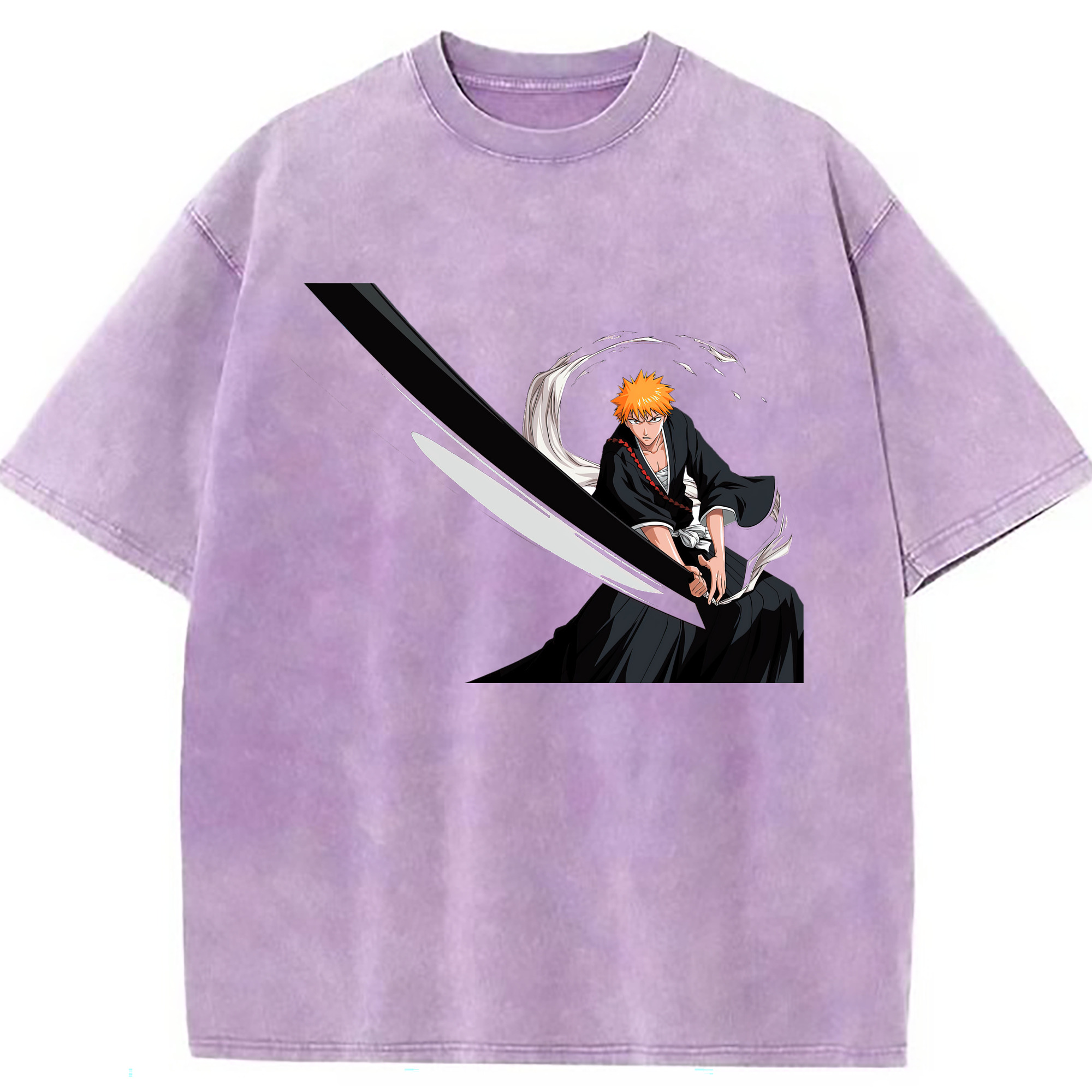 （画像用） ブリーチ 黒崎一護（くろさき いちご）BLEACH Kurosaki Ichigo 綿100% ヴィンテージ風 半袖Tシャツ（フロントプリント）