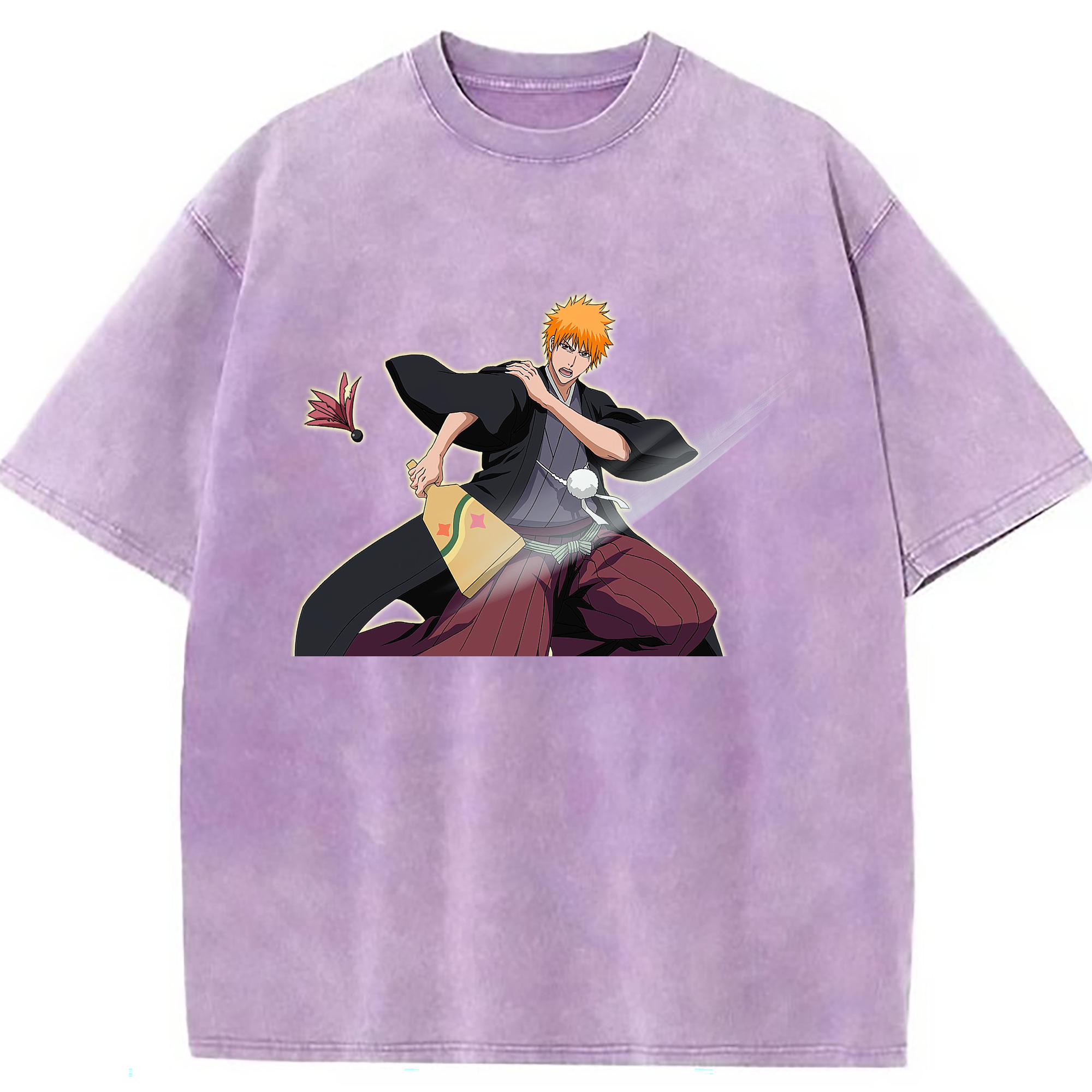 （画像用） ブリーチ 黒崎一護（くろさき いちご）BLEACH Kurosaki Ichigo 綿100% ヴィンテージ風 半袖Tシャツ（フロントプリント）