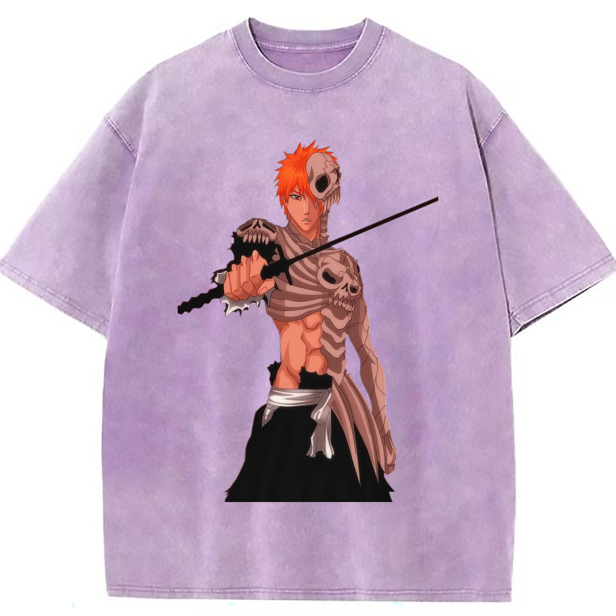 （画像用） ブリーチ 黒崎一護（くろさき いちご）BLEACH Kurosaki Ichigo 綿100% ヴィンテージ風 半袖Tシャツ（フロントプリント）
