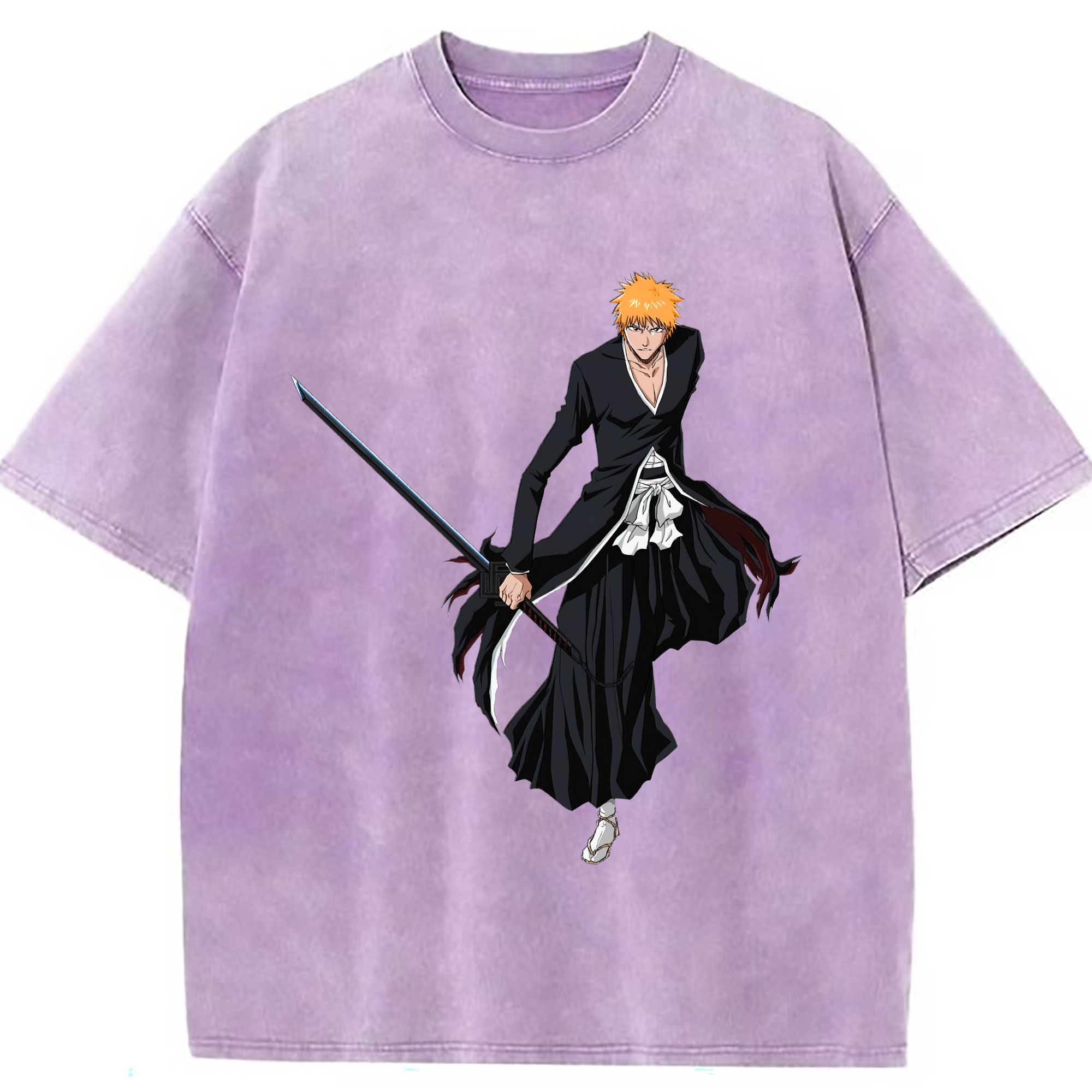 （画像用） ブリーチ 黒崎一護（くろさき いちご）BLEACH Kurosaki Ichigo 綿100% ヴィンテージ風 半袖Tシャツ（フロントプリント）