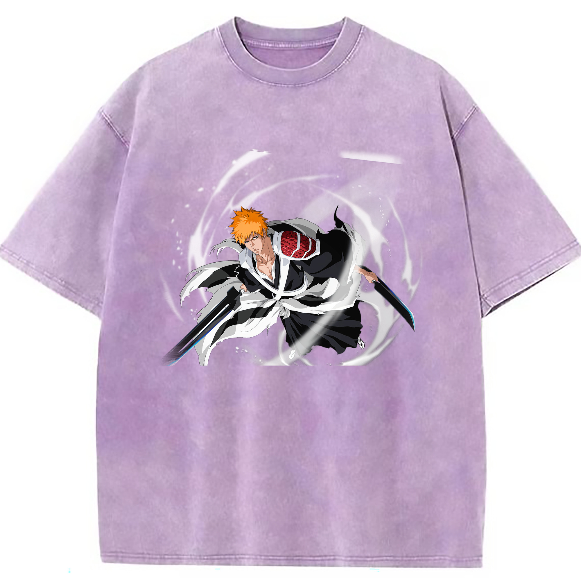 （画像用） ブリーチ 黒崎一護（くろさき いちご）BLEACH Kurosaki Ichigo 綿100% ヴィンテージ風 半袖Tシャツ（フロントプリント）