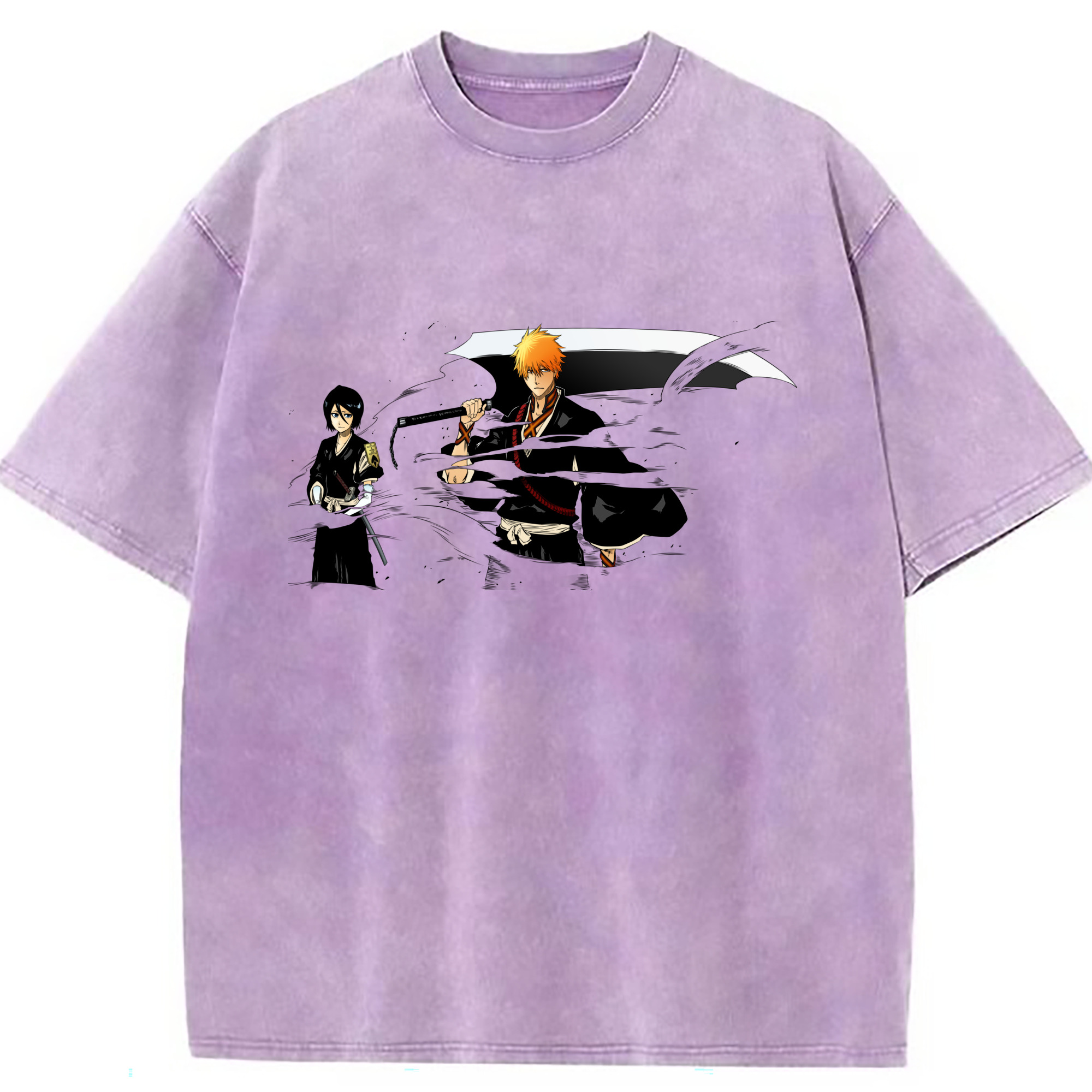 （画像用） ブリーチ 黒崎一護（くろさき いちご）BLEACH Kurosaki Ichigo 綿100% ヴィンテージ風 半袖Tシャツ（フロントプリント）