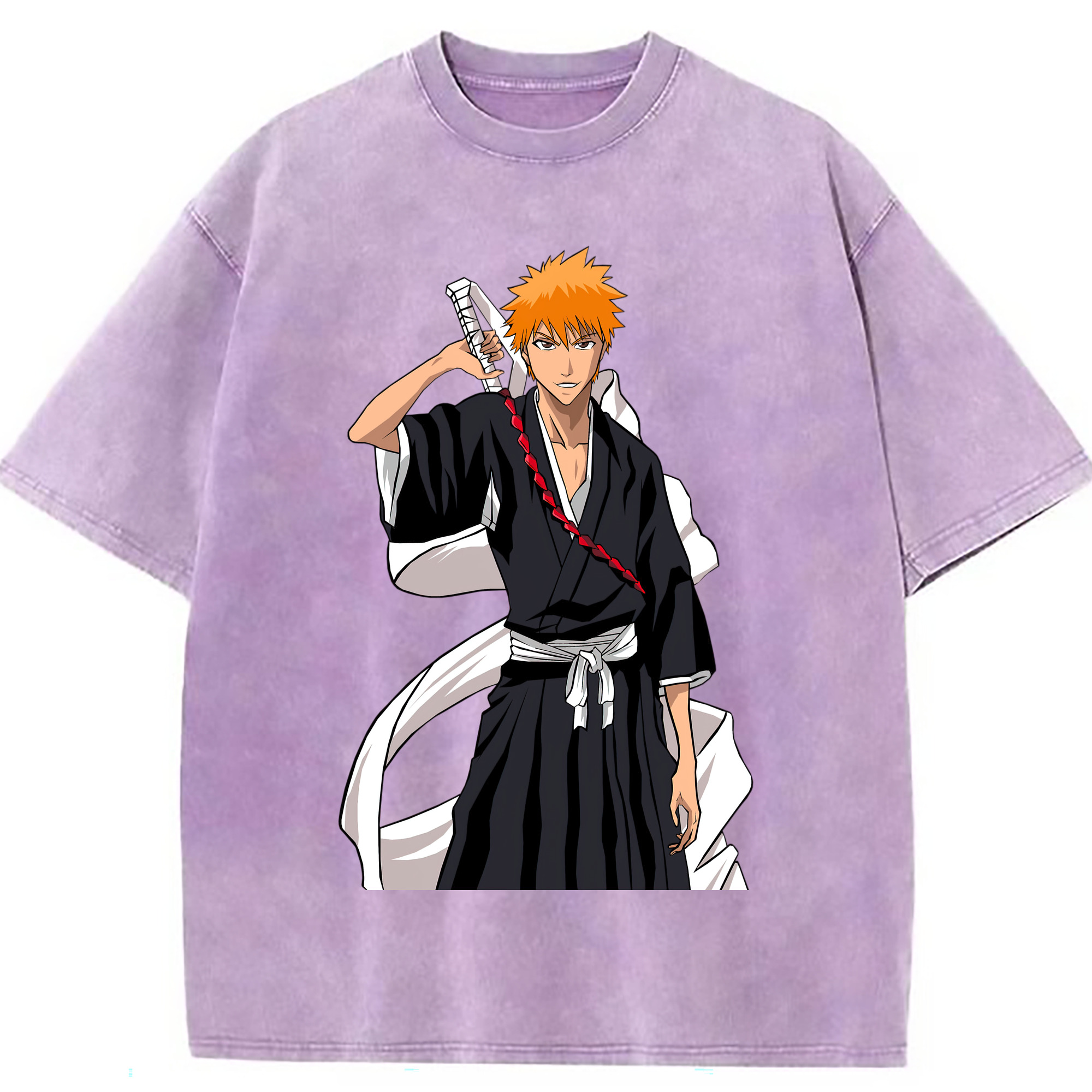 （画像用） ブリーチ 黒崎一護（くろさき いちご）BLEACH Kurosaki Ichigo 綿100% ヴィンテージ風 半袖Tシャツ（フロントプリント）