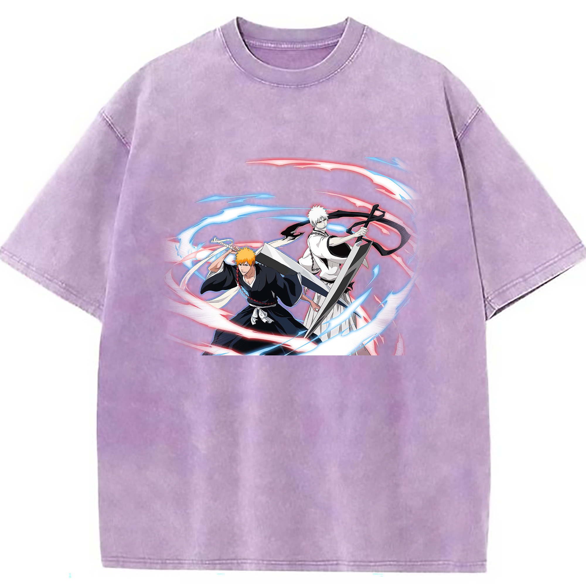 （画像用） ブリーチ 黒崎一護（くろさき いちご）BLEACH Kurosaki Ichigo 綿100% ヴィンテージ風 半袖Tシャツ（フロントプリント）