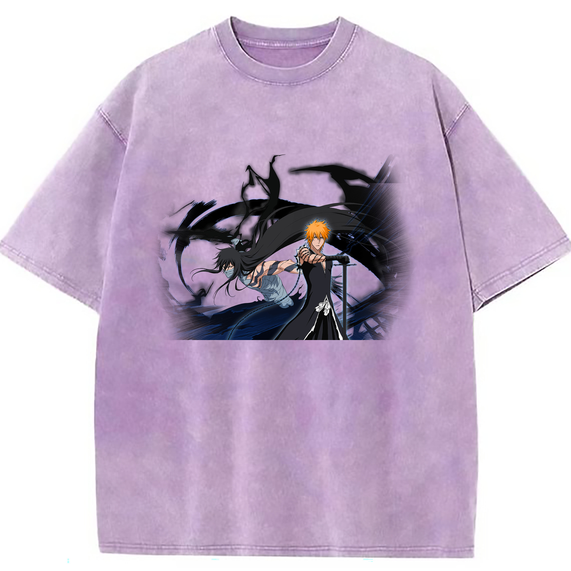 （画像用） ブリーチ 黒崎一護（くろさき いちご）BLEACH Kurosaki Ichigo 綿100% ヴィンテージ風 半袖Tシャツ（フロントプリント）