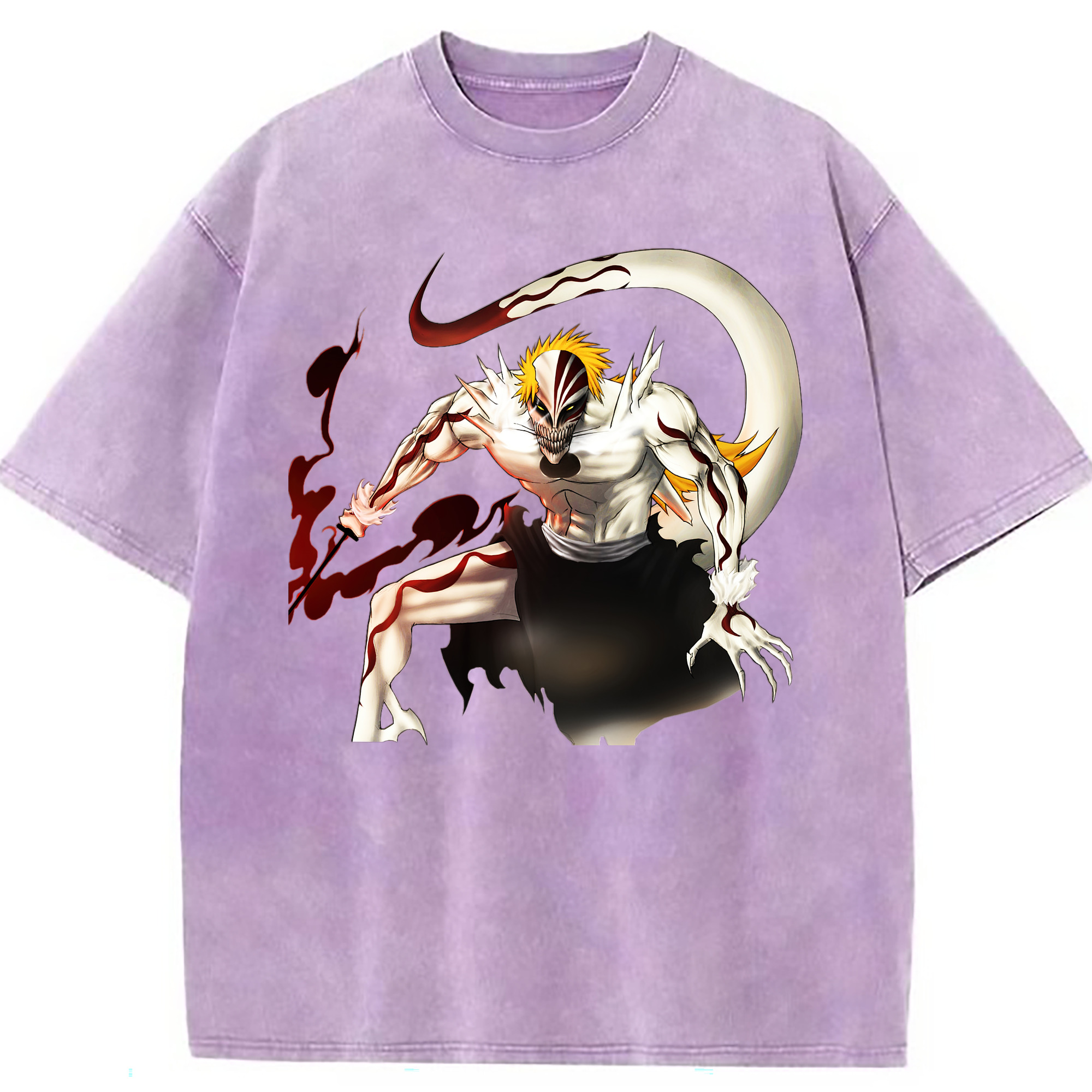 （画像用） ブリーチ 黒崎一護（くろさき いちご）BLEACH Kurosaki Ichigo 綿100% ヴィンテージ風 半袖Tシャツ（フロントプリント）