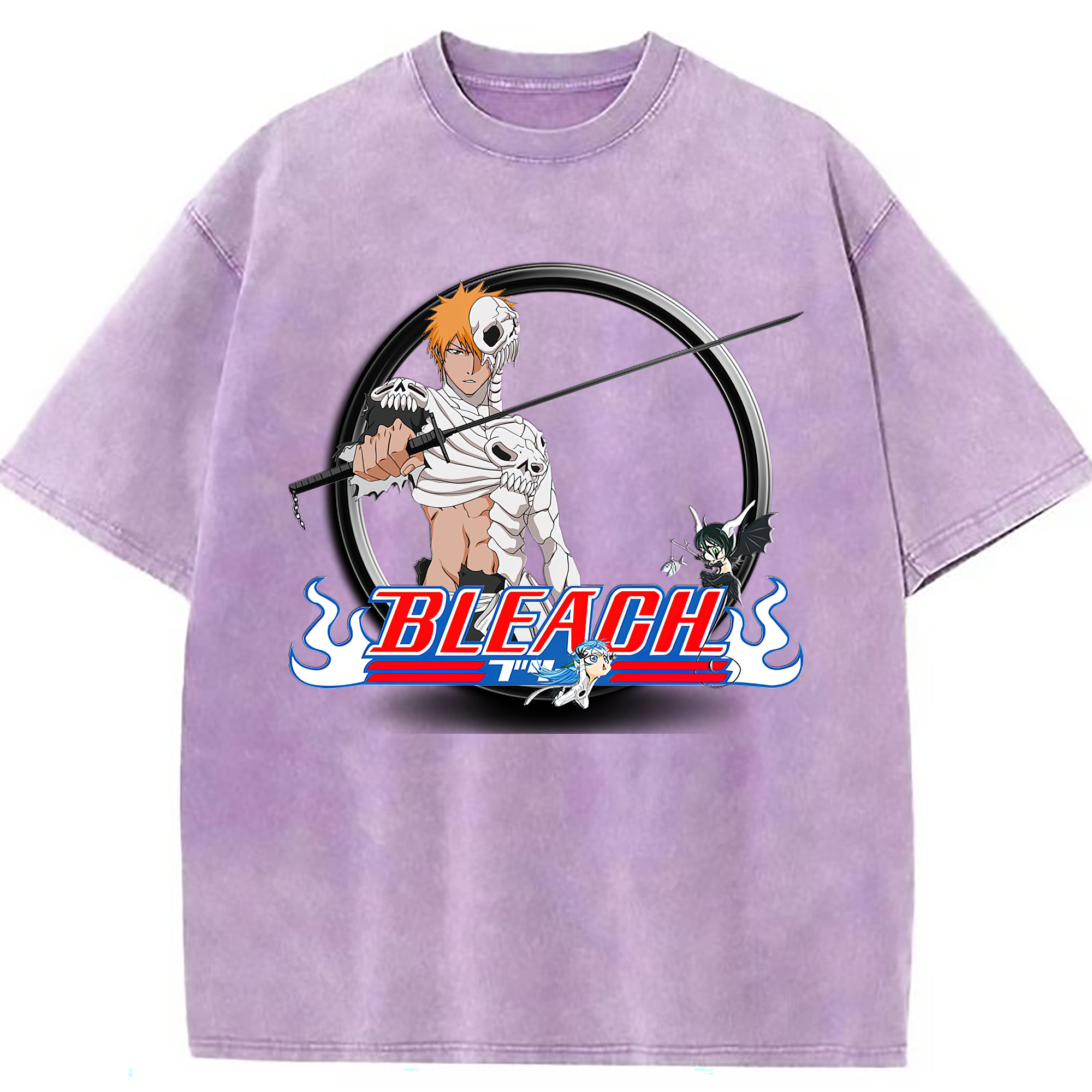 （画像用） ブリーチ 黒崎一護（くろさき いちご）BLEACH Kurosaki Ichigo 綿100% ヴィンテージ風 半袖Tシャツ（フロントプリント）