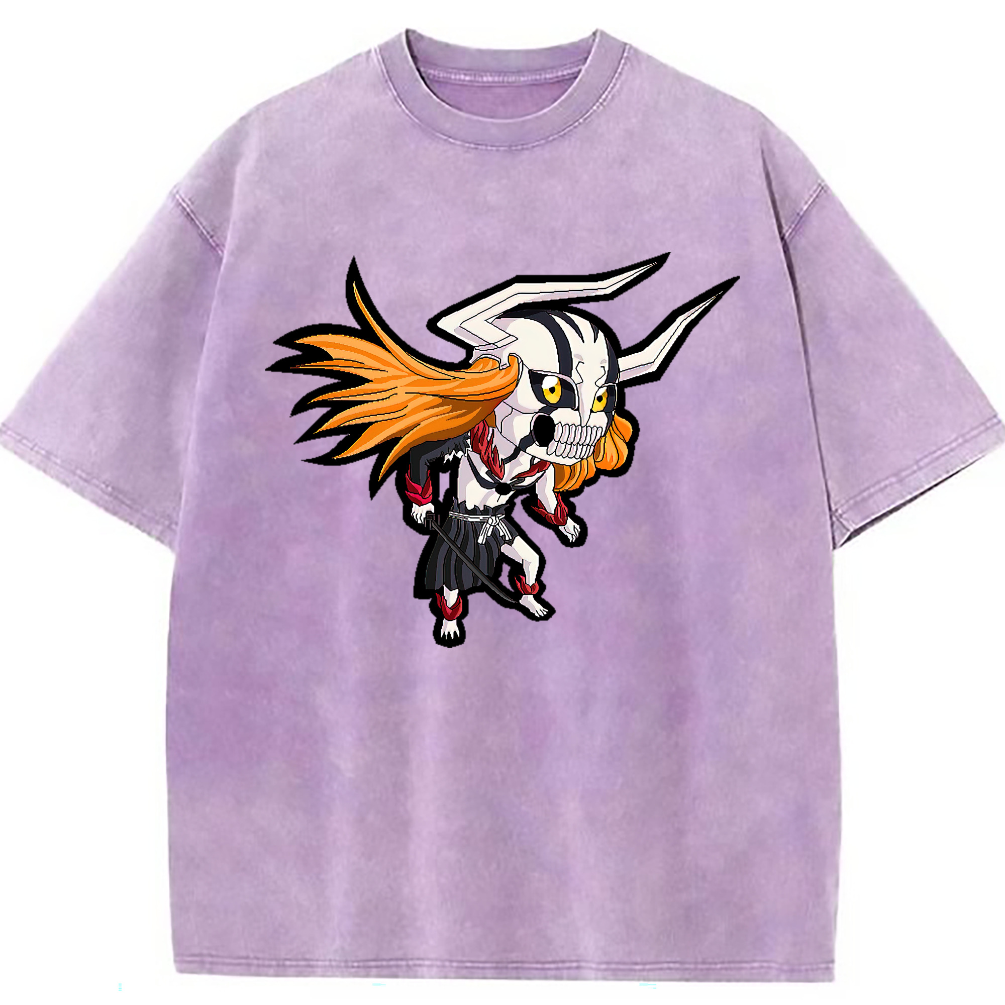 （画像用） ブリーチ 黒崎一護（くろさき いちご）BLEACH Kurosaki Ichigo 綿100% ヴィンテージ風 半袖Tシャツ（フロントプリント）