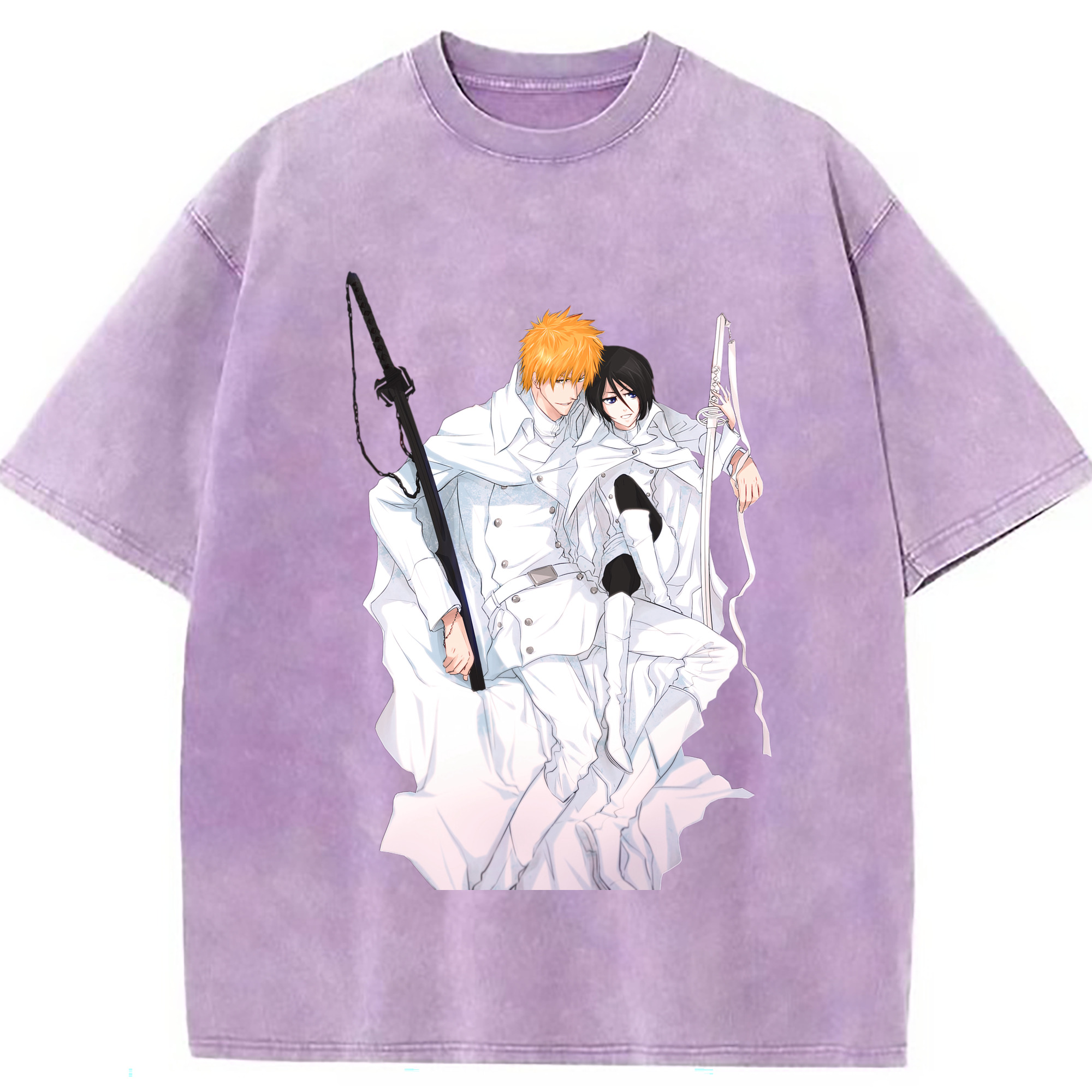 （画像用） ブリーチ 黒崎一護（くろさき いちご）BLEACH Kurosaki Ichigo 綿100% ヴィンテージ風 半袖Tシャツ（フロントプリント）