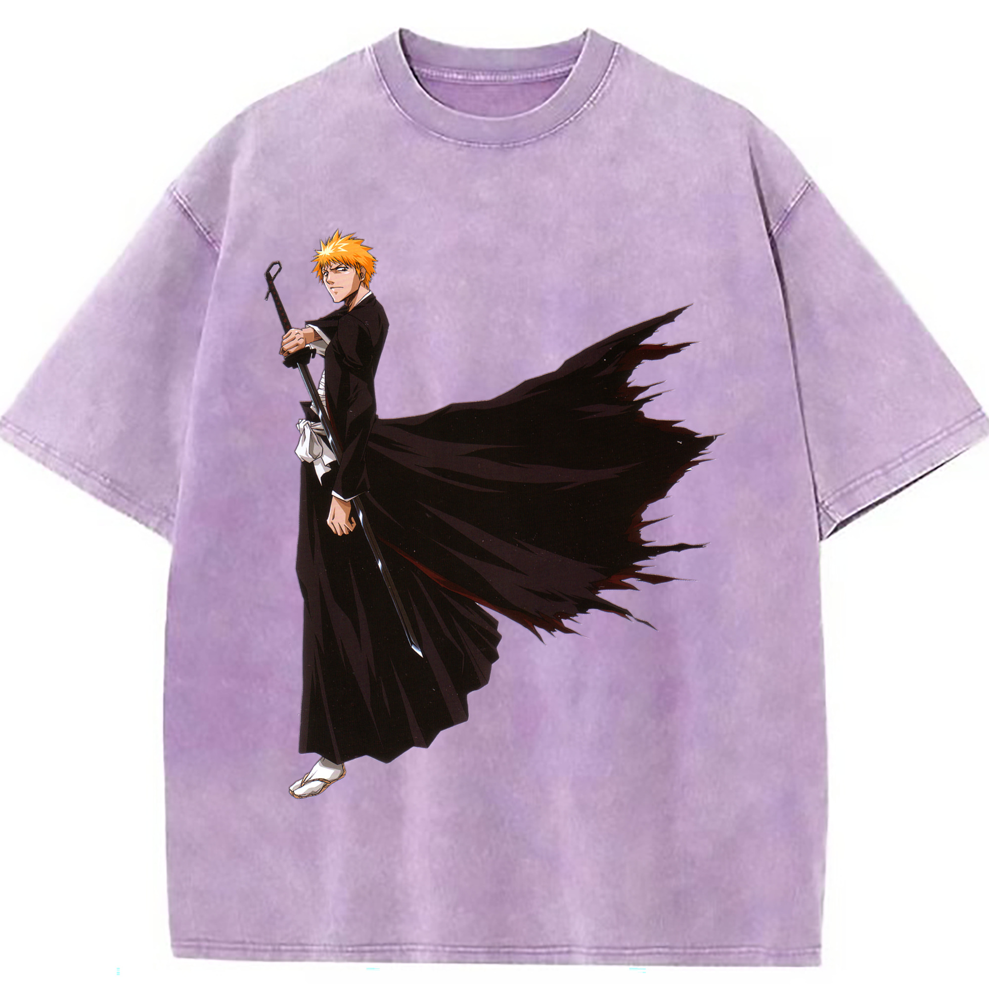 （画像用） ブリーチ 黒崎一護（くろさき いちご）BLEACH Kurosaki Ichigo 綿100% ヴィンテージ風 半袖Tシャツ（フロントプリント）